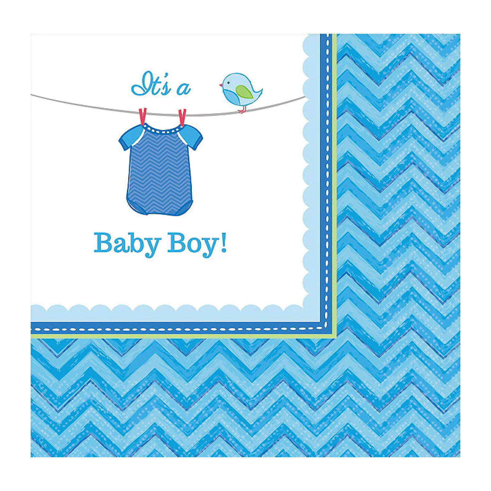 Shower With Love Boy Small Napkins / Serviettes (Pack of 16)