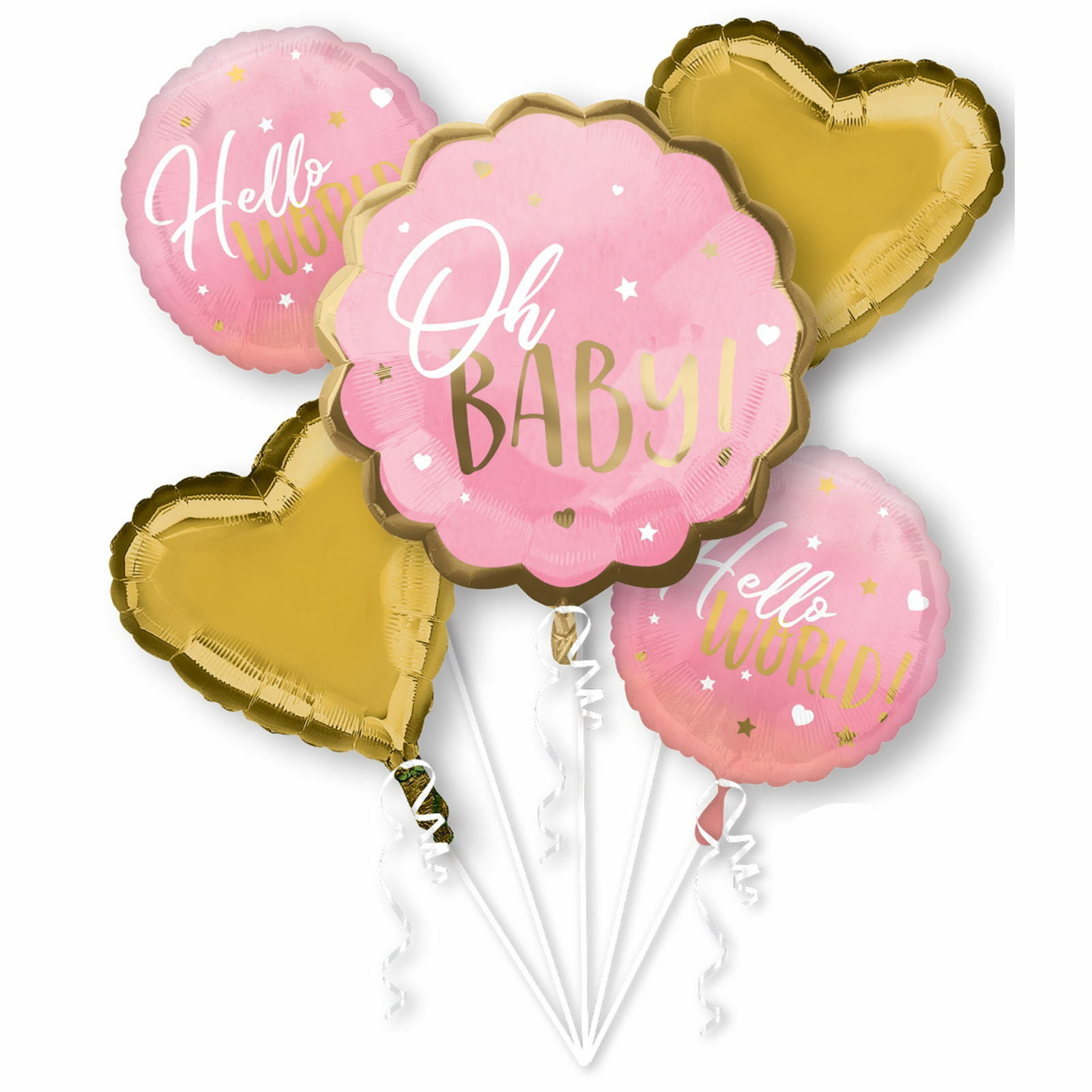 Oh Baby Girl Hello World Balloon Bouquet