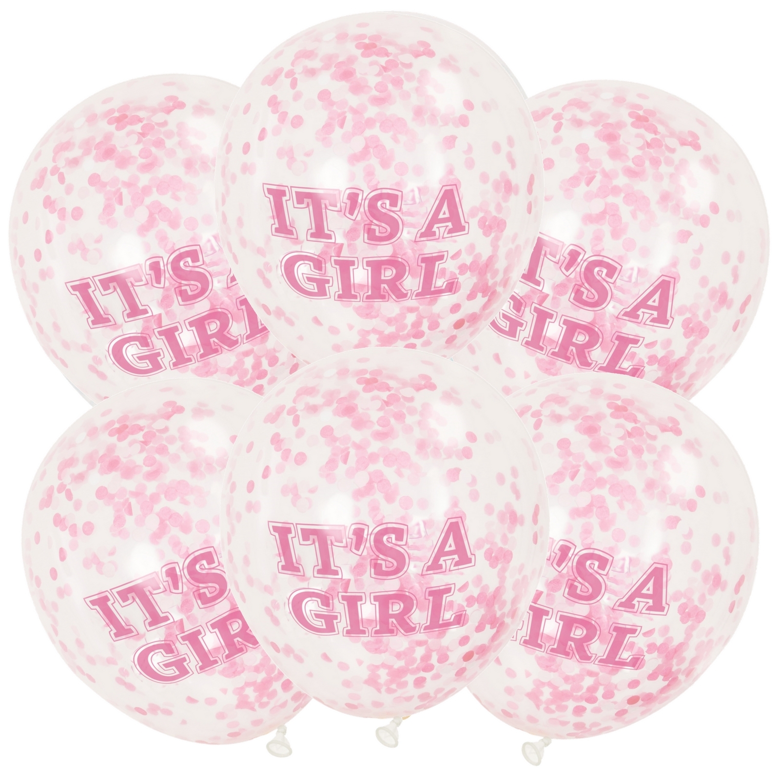 It's A Girl Baby Shower Confetti Balloons (Pack of 6)