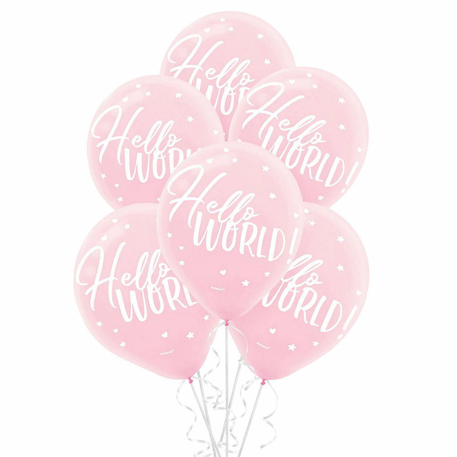 Oh Baby Girl Hello World Latex Balloons  (Pack of 15)