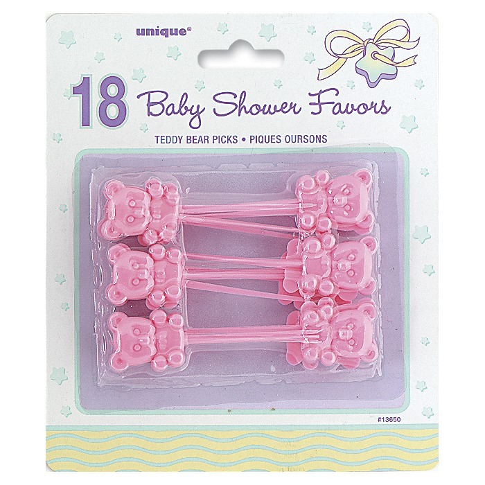 Pink Teddy Bear Picks (Pack of 18)