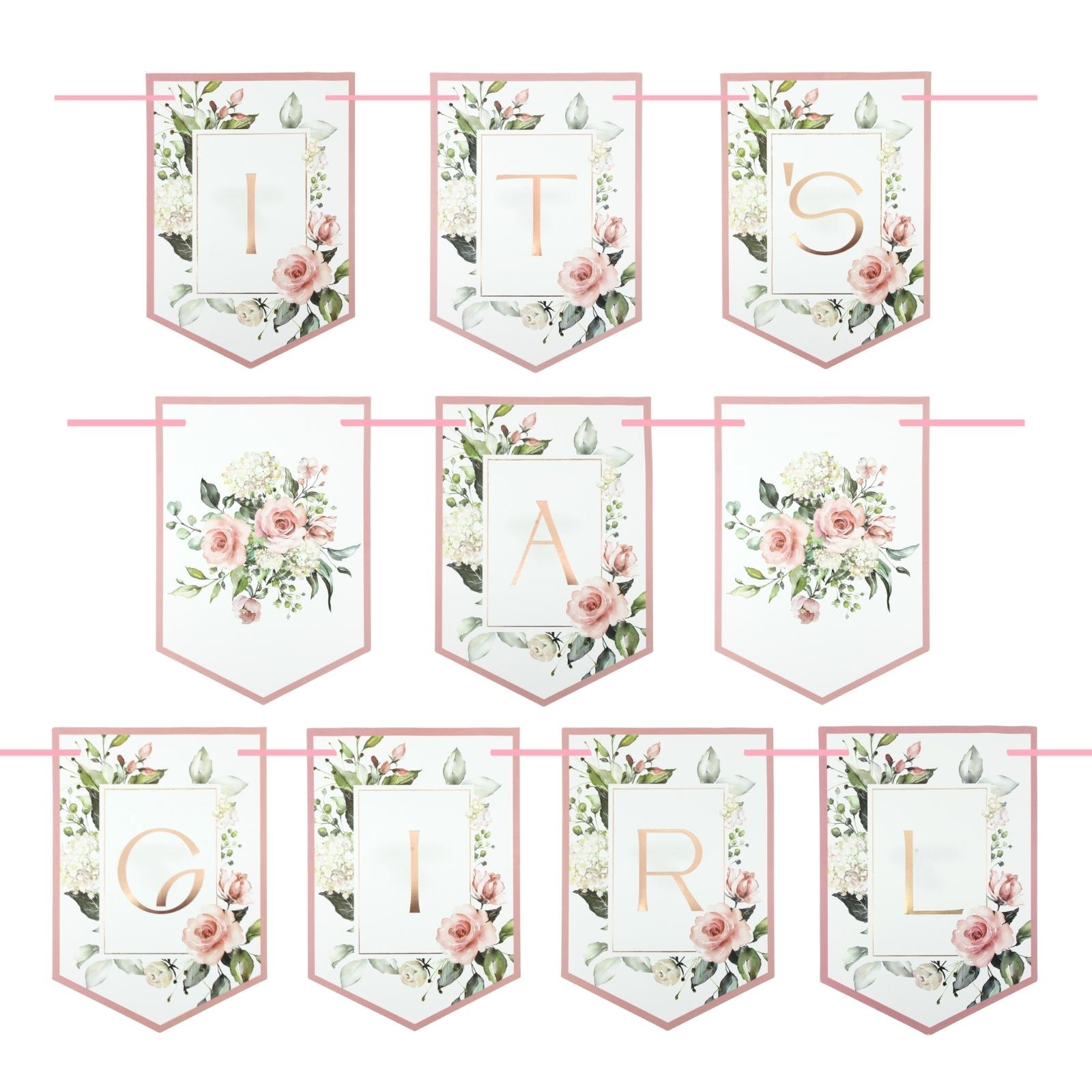 Oh Baby Pink Floral Pennant Banner