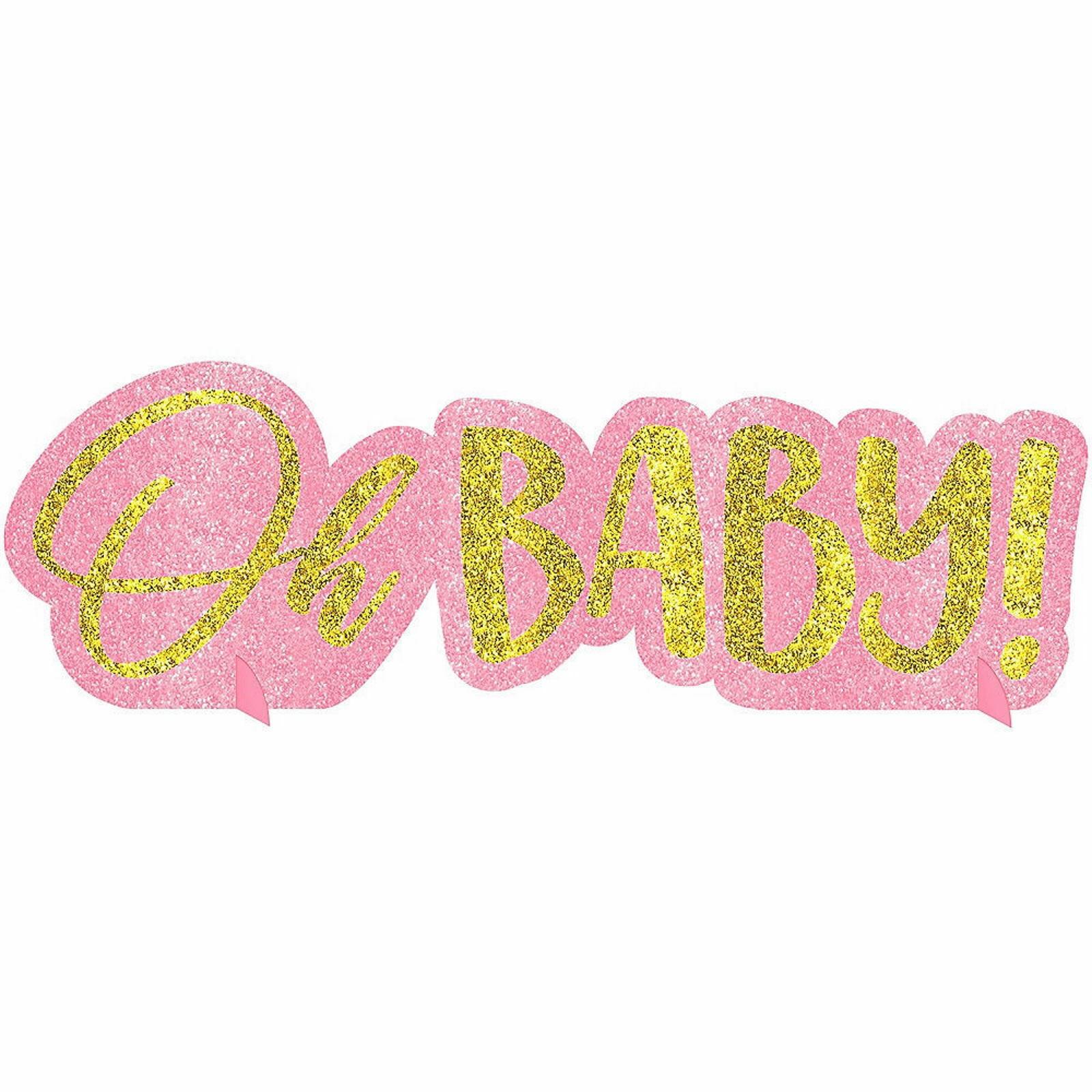 Oh Baby Girl Pink & Gold Glitter Table Decoration
