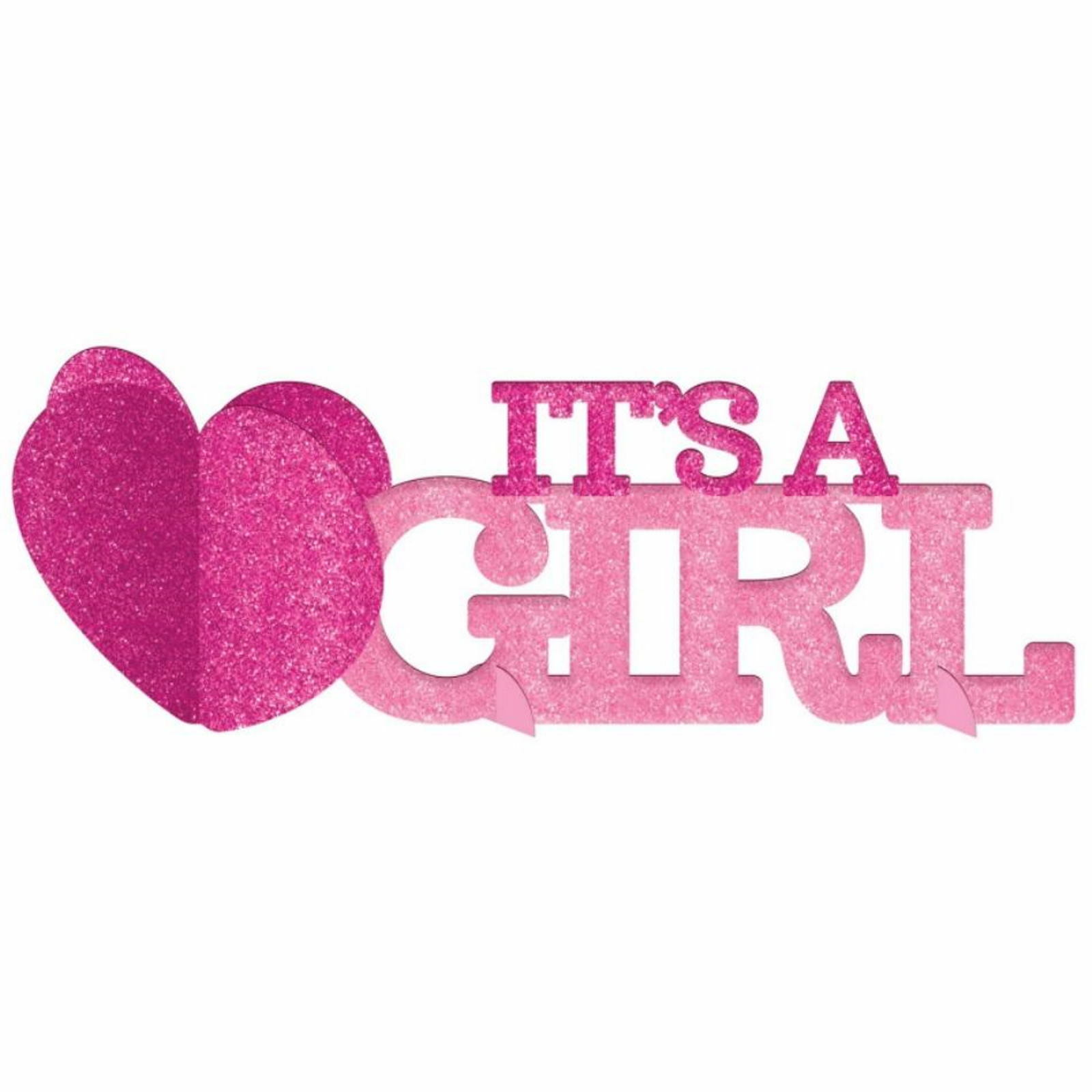 It's A Girl Baby Shower Pink Glitter Table Decoration