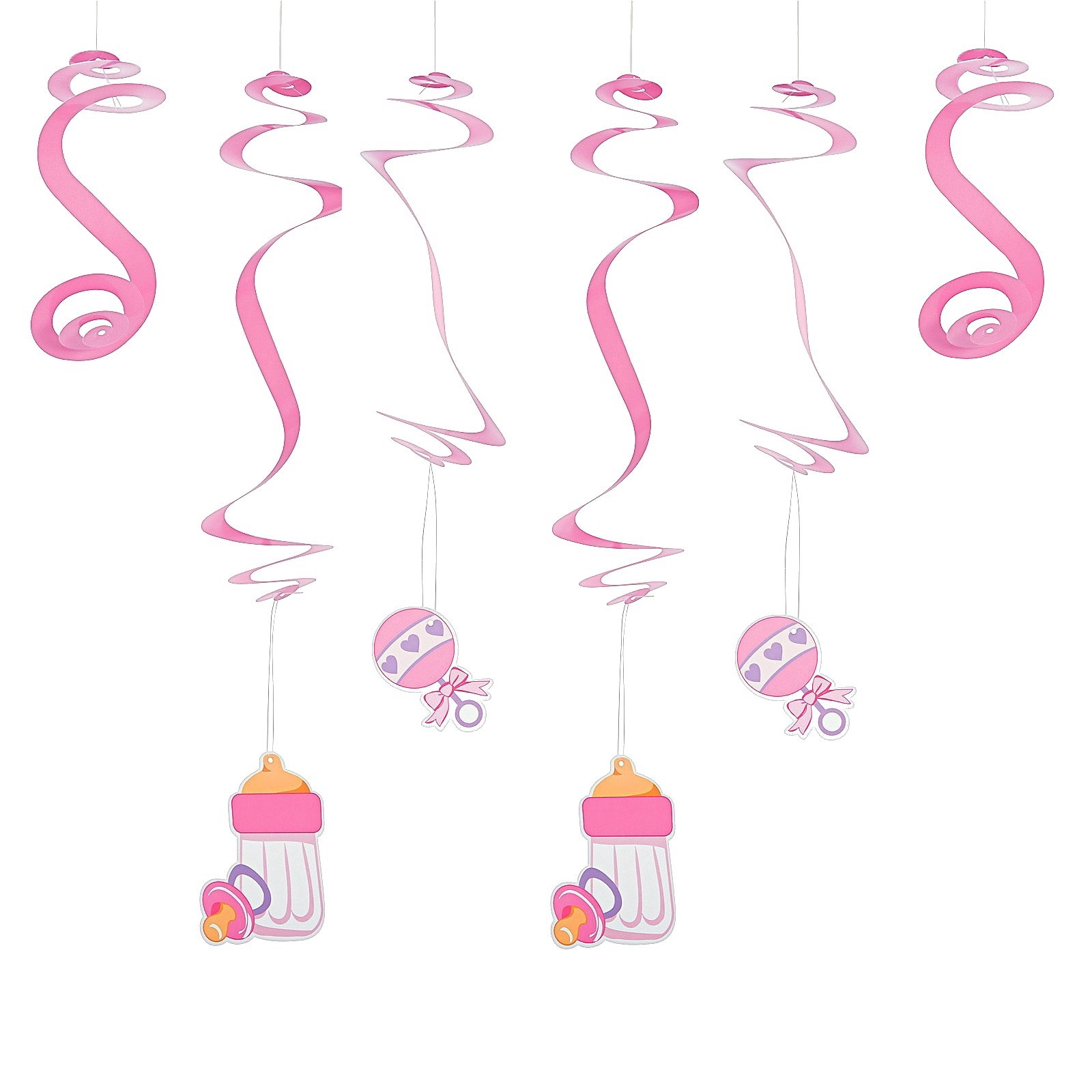 Pink Baby Shower Swirl Decorations (Value Pack of 30)