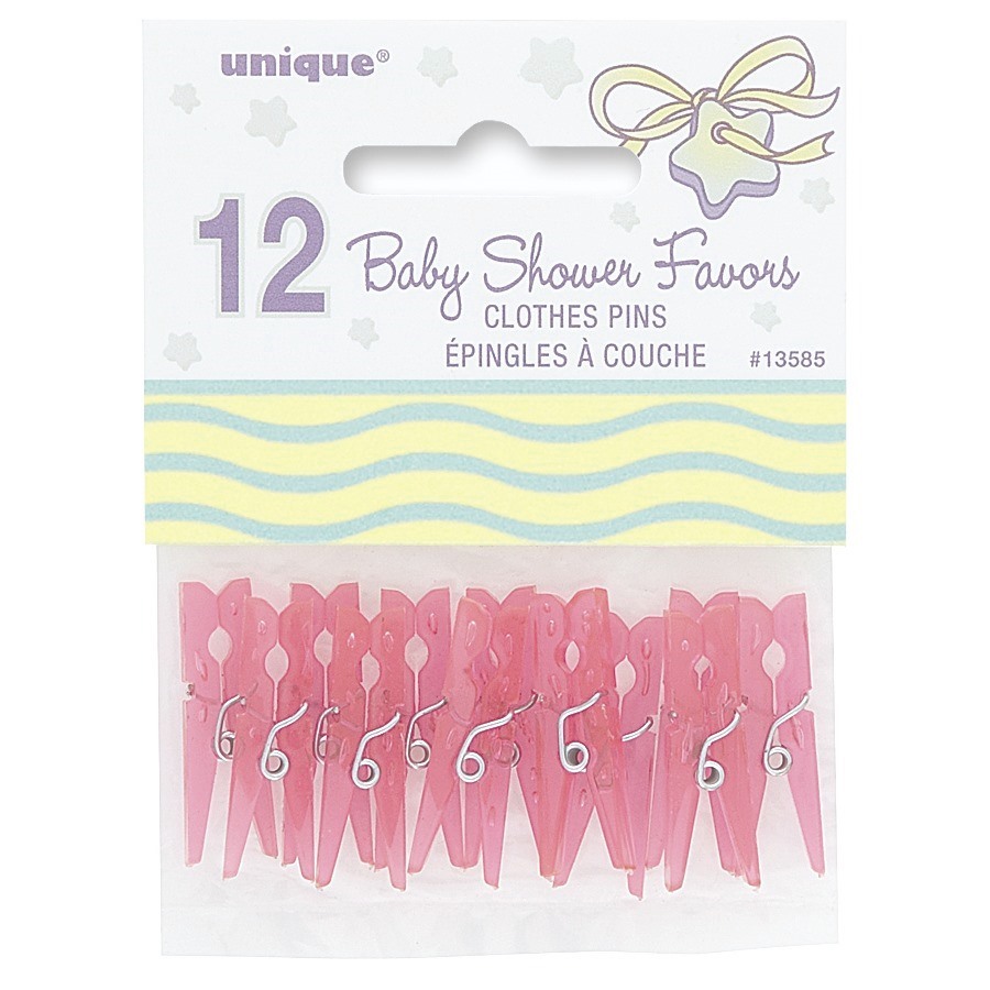Pink Mini Clothes Pegs (Pack of 12)