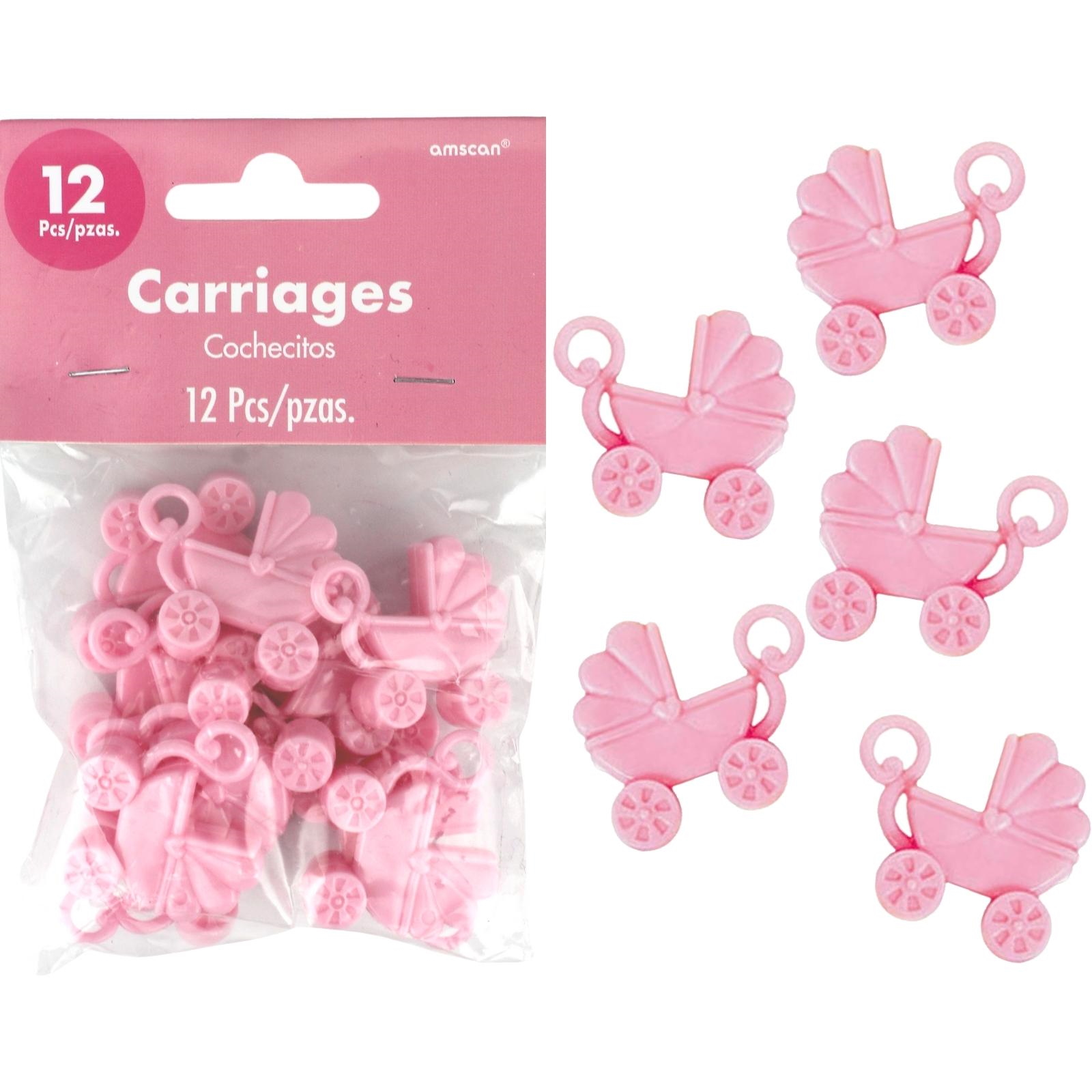 Mini Pink Baby Carriages (Pack of 12) 