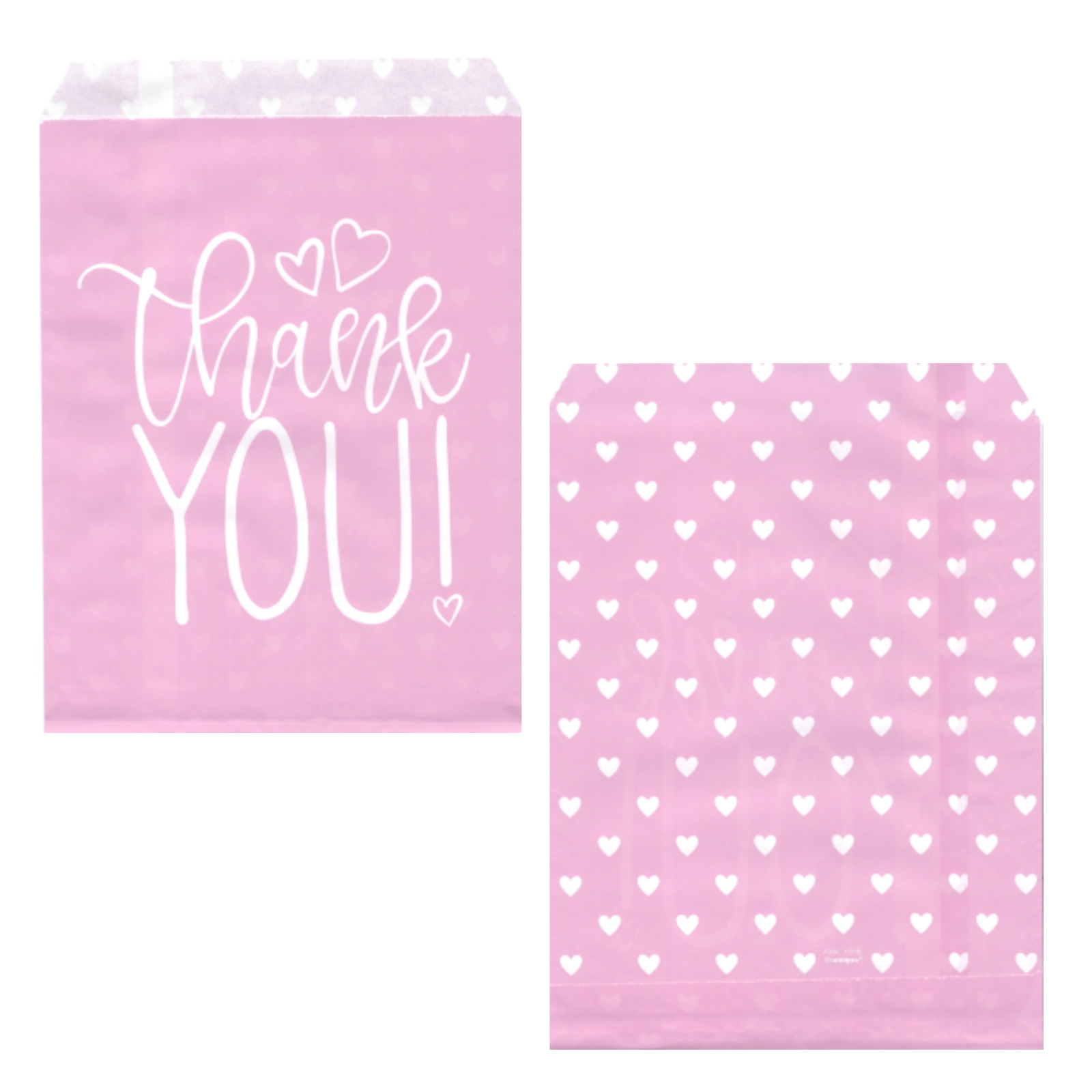 Pink Hearts Baby Shower Paper Treat Bags (Pack of 8)