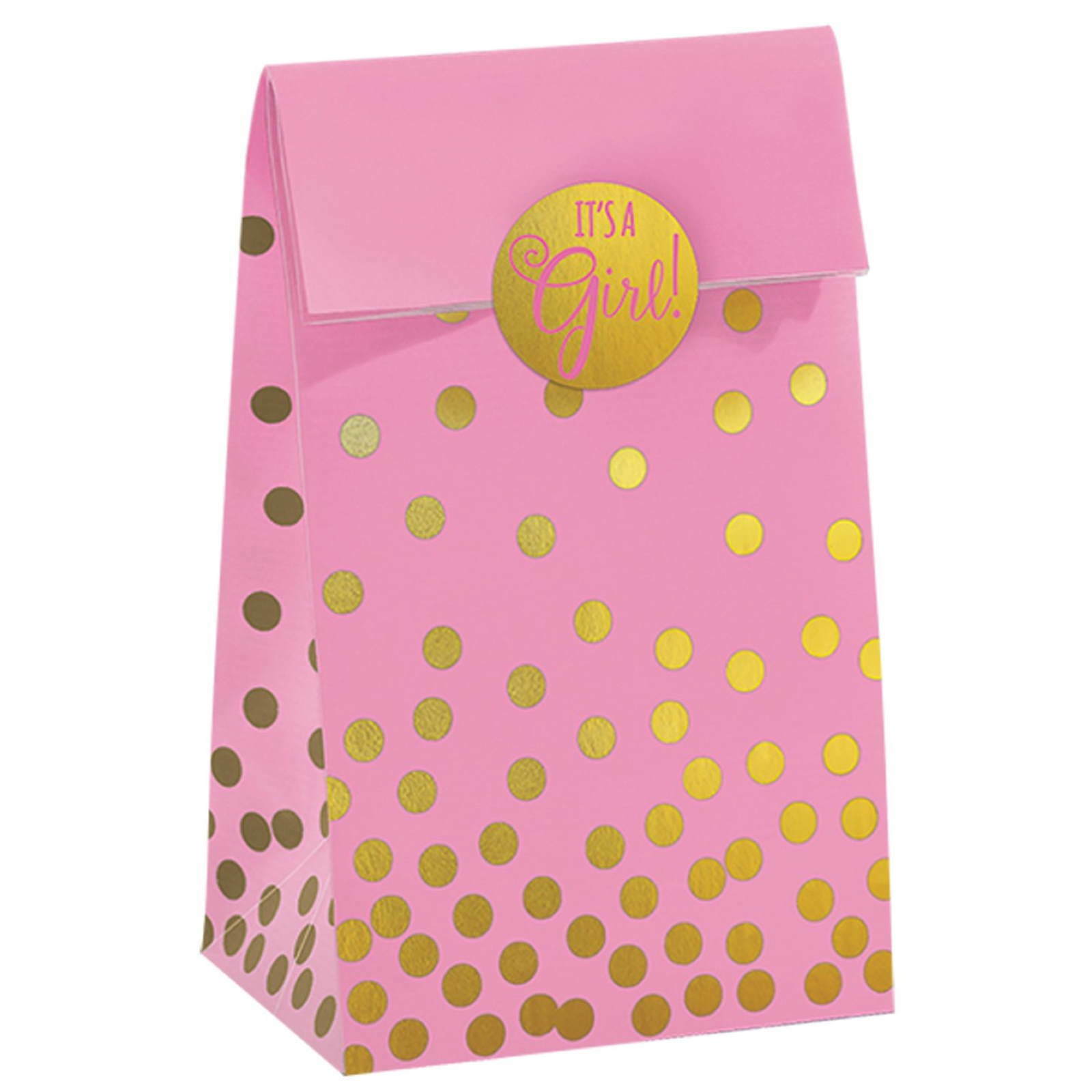 It's A Girl Paper Treat Bags With Foil Seals (Pack of 20)