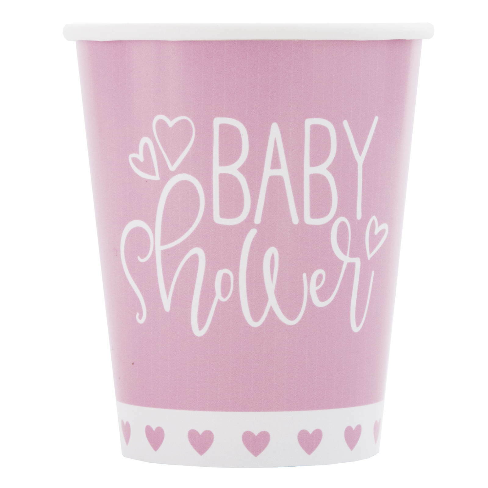 Pink Hearts Baby Shower Paper Cups (Pack of 8)