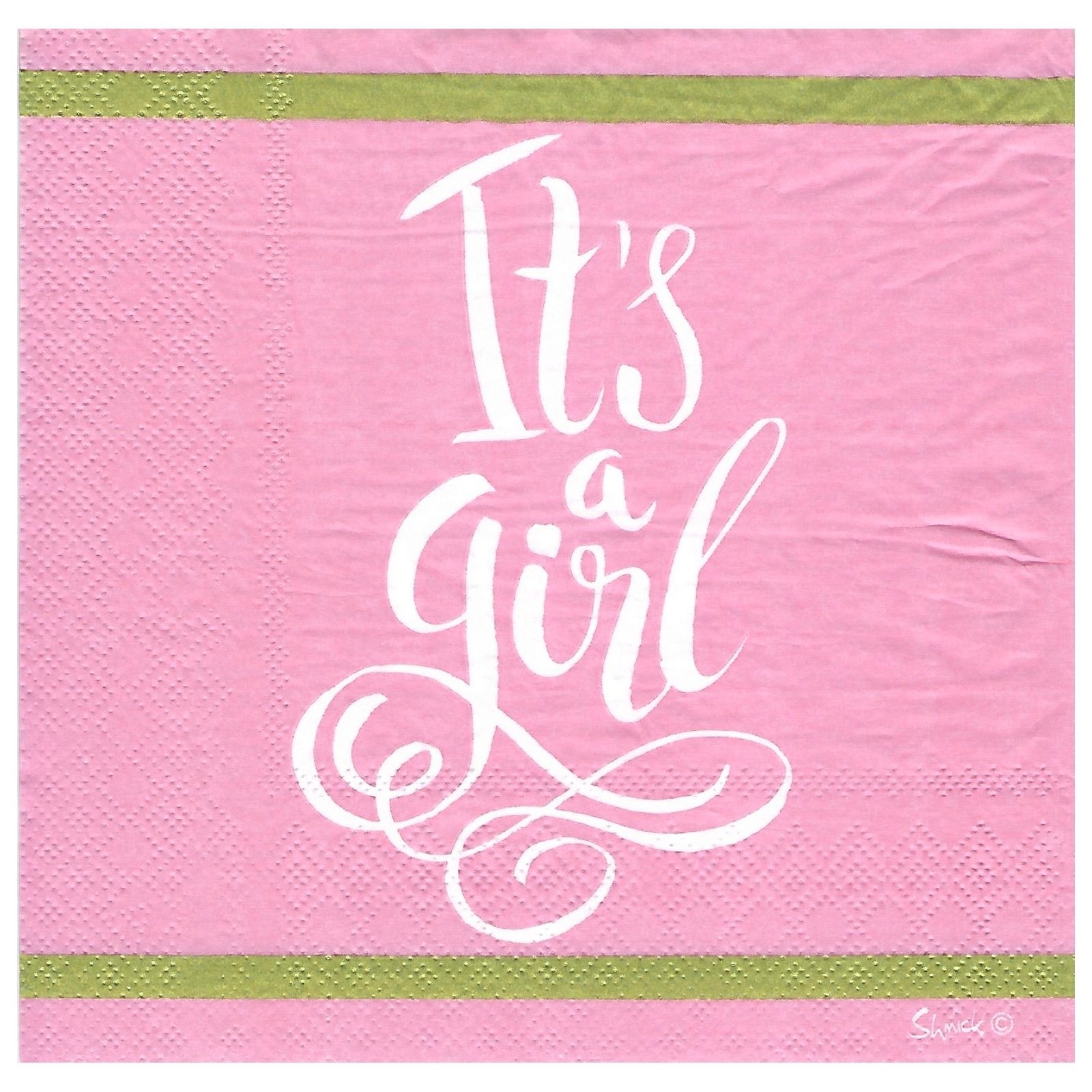 Pink and Gold It's a Girl Large Napkins / Serviettes (Pack of 16)