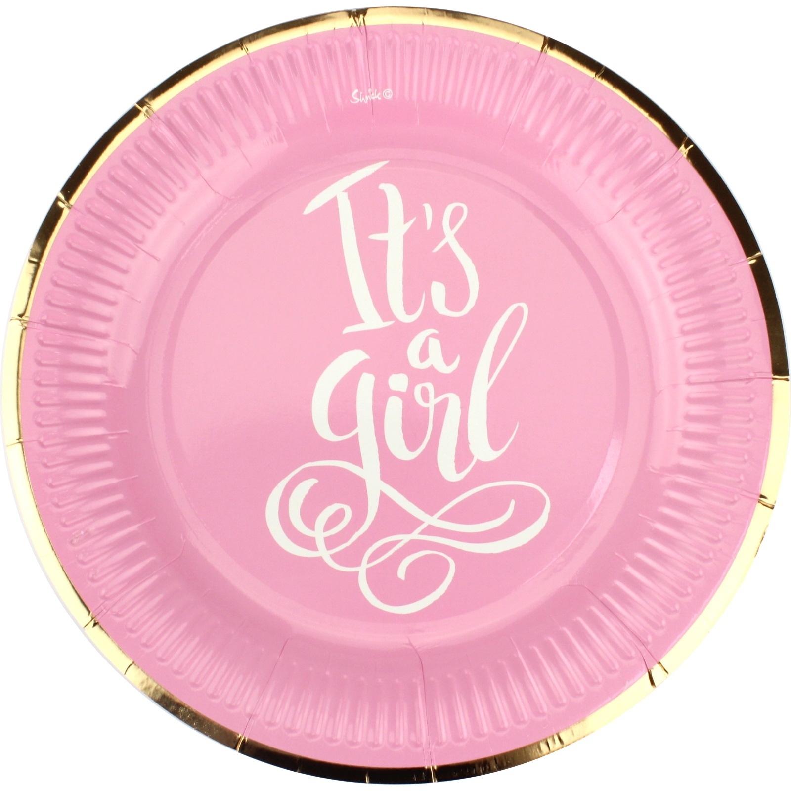 Pink and Gold It's a Girl Large Paper Plates (Pack of 12)
