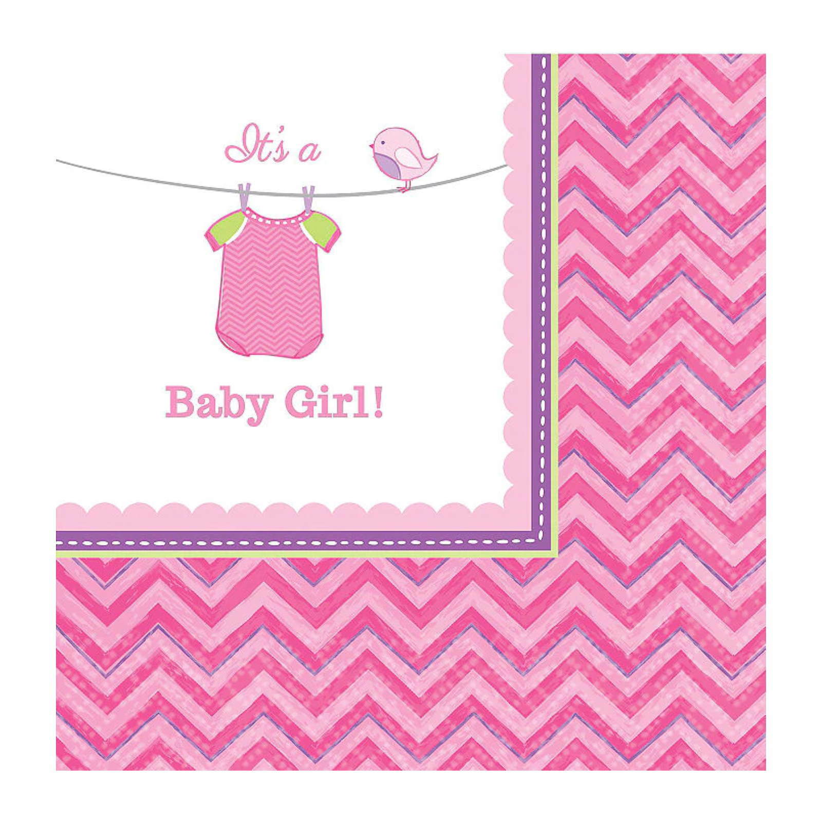 Shower With Love Girl Small Napkins / Serviettes (Pack of 16)