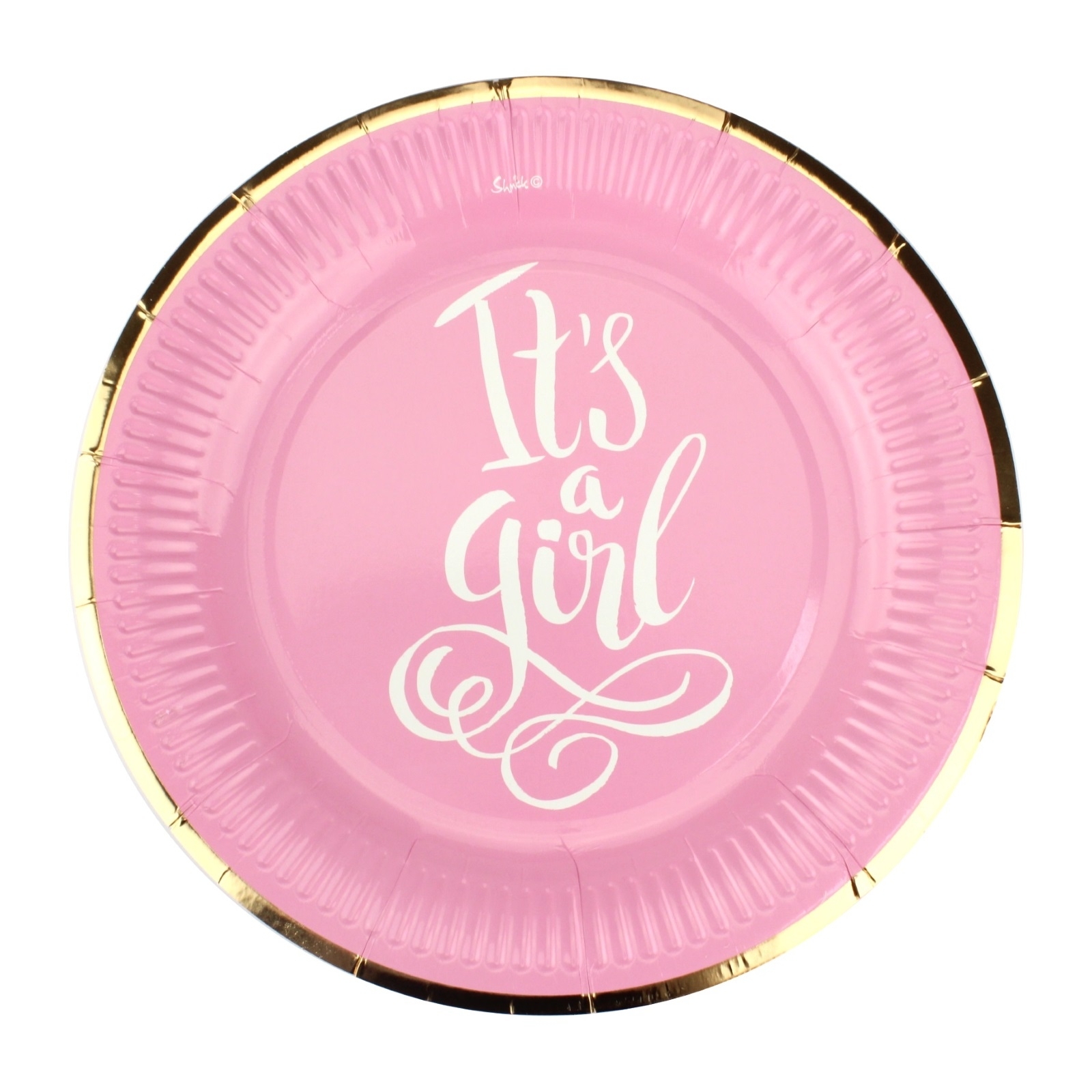 Pink and Gold It's a Girl Small Paper Plates (Pack of 12)