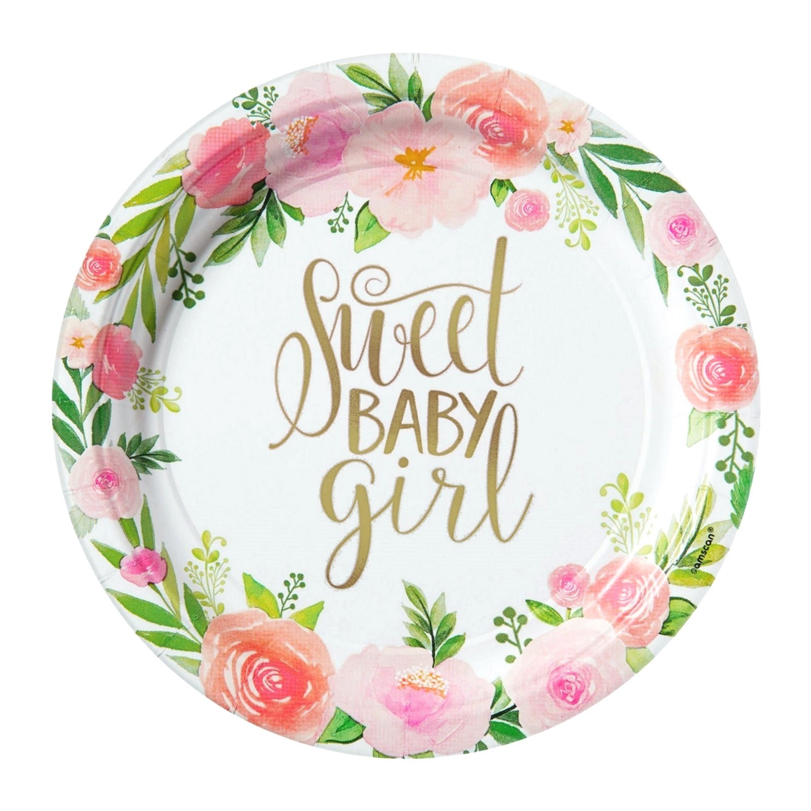 Floral Baby Girl Small Paper Plates (Pack of 8)