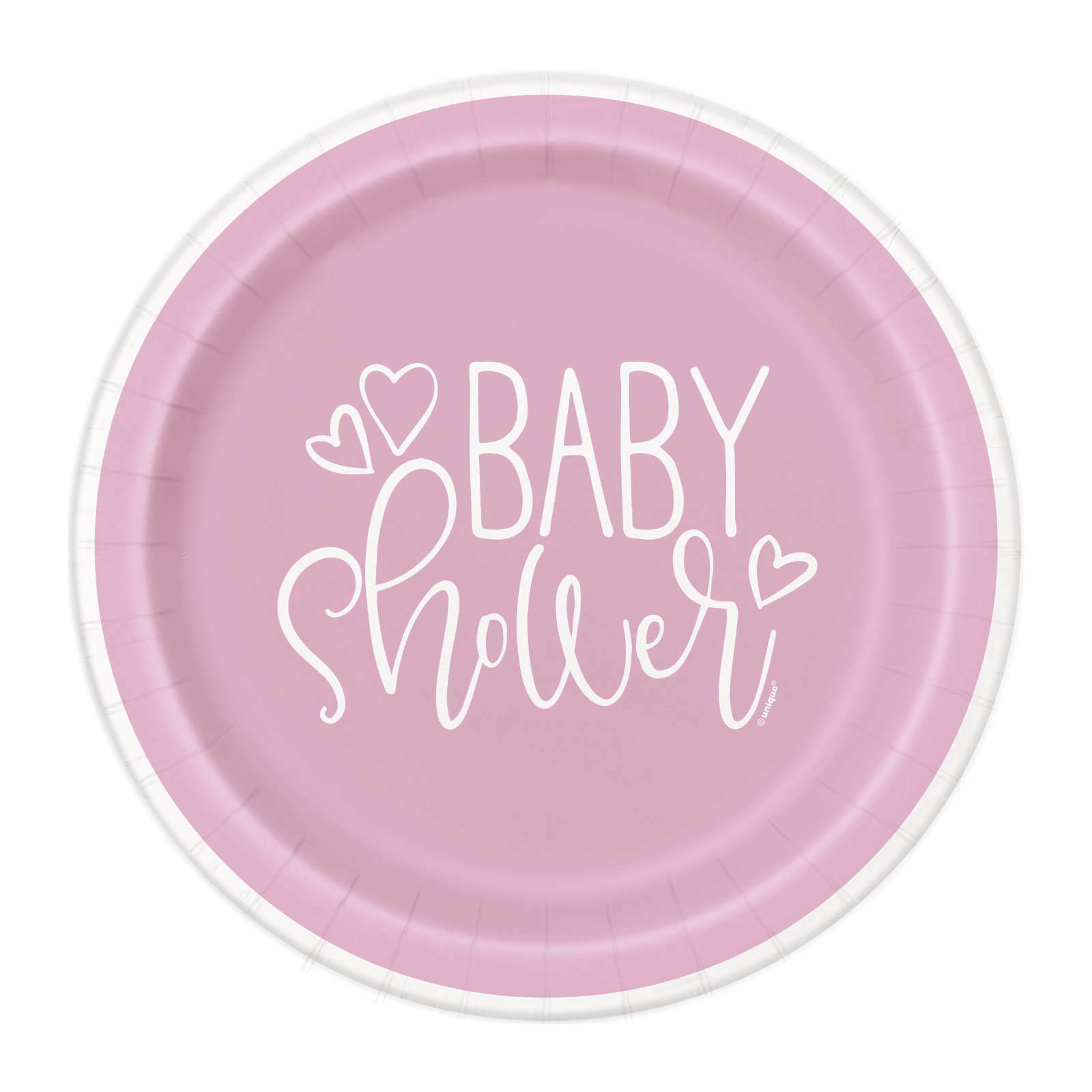 Pink Hearts Baby Shower Small Paper Plates (Pack of 8)