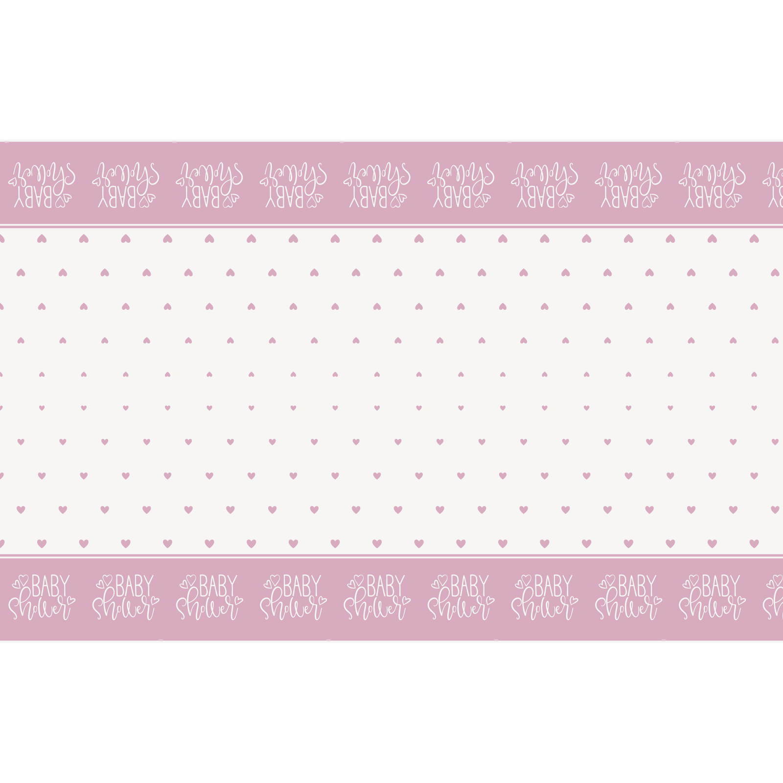 Pink Hearts Baby Shower Plastic Tablecloth
