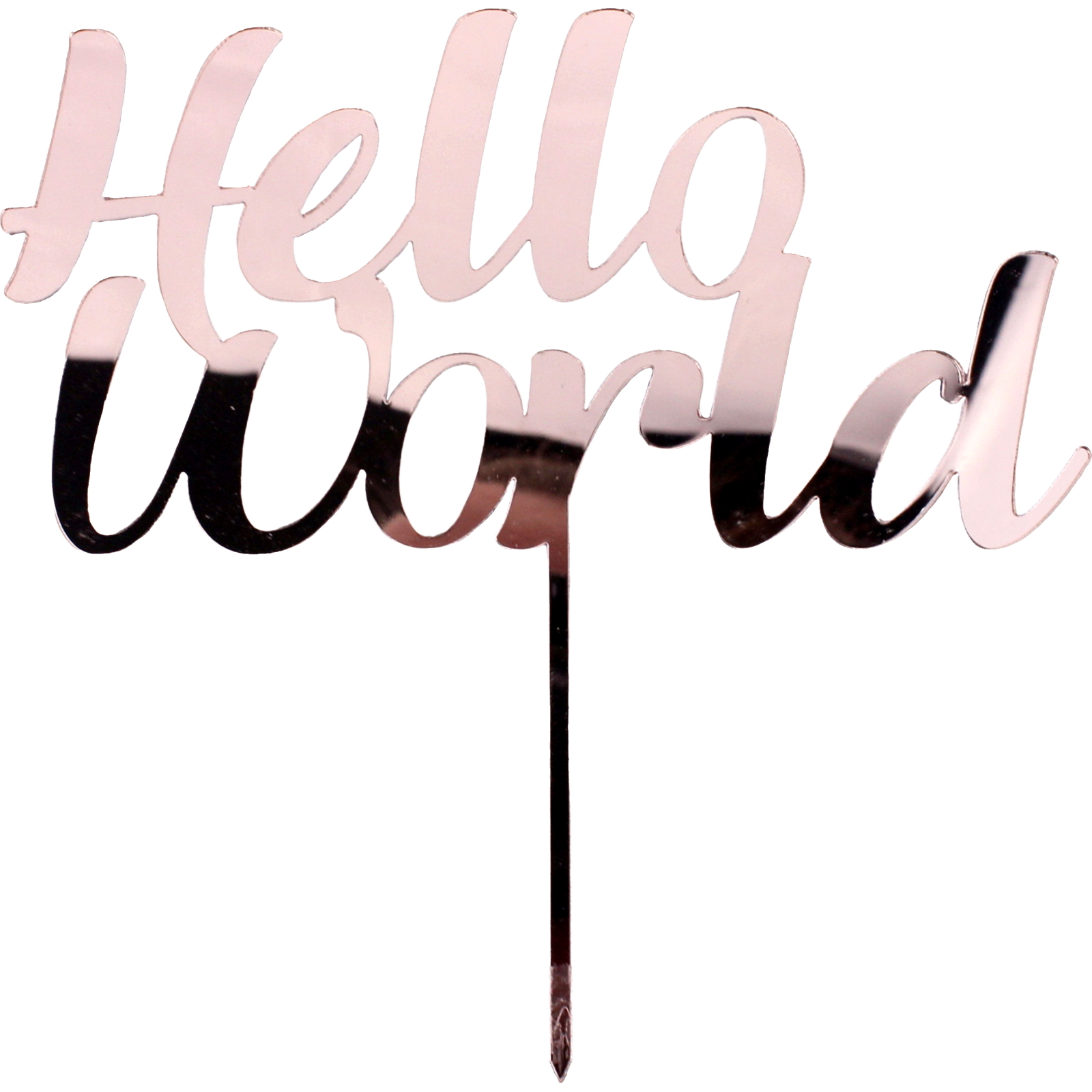 Hello World Rose Gold Mirror Cake Topper