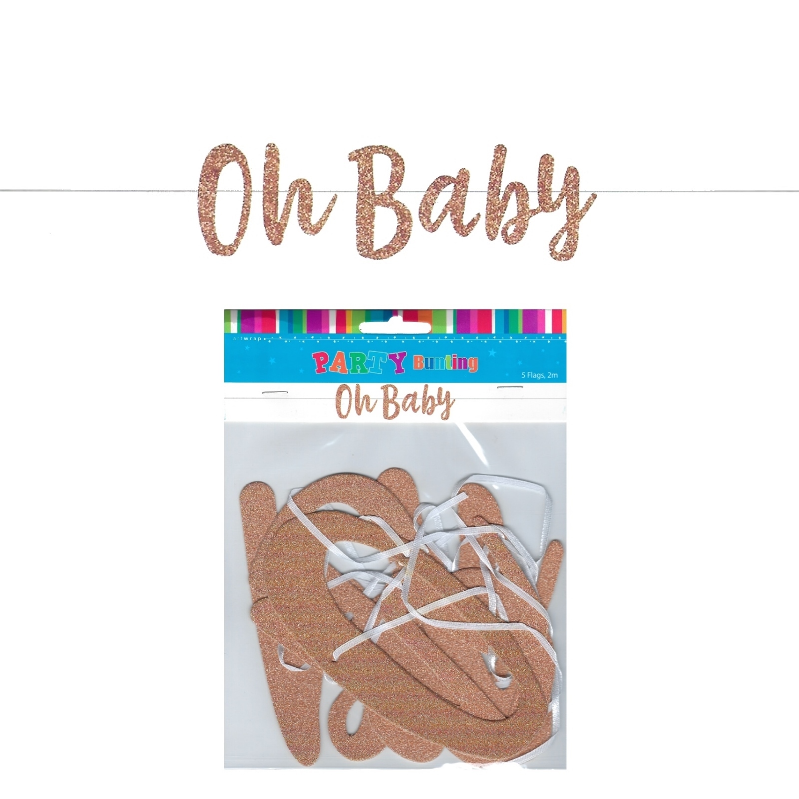 Rose Gold Glitter Oh Baby Letter Banner (2m)