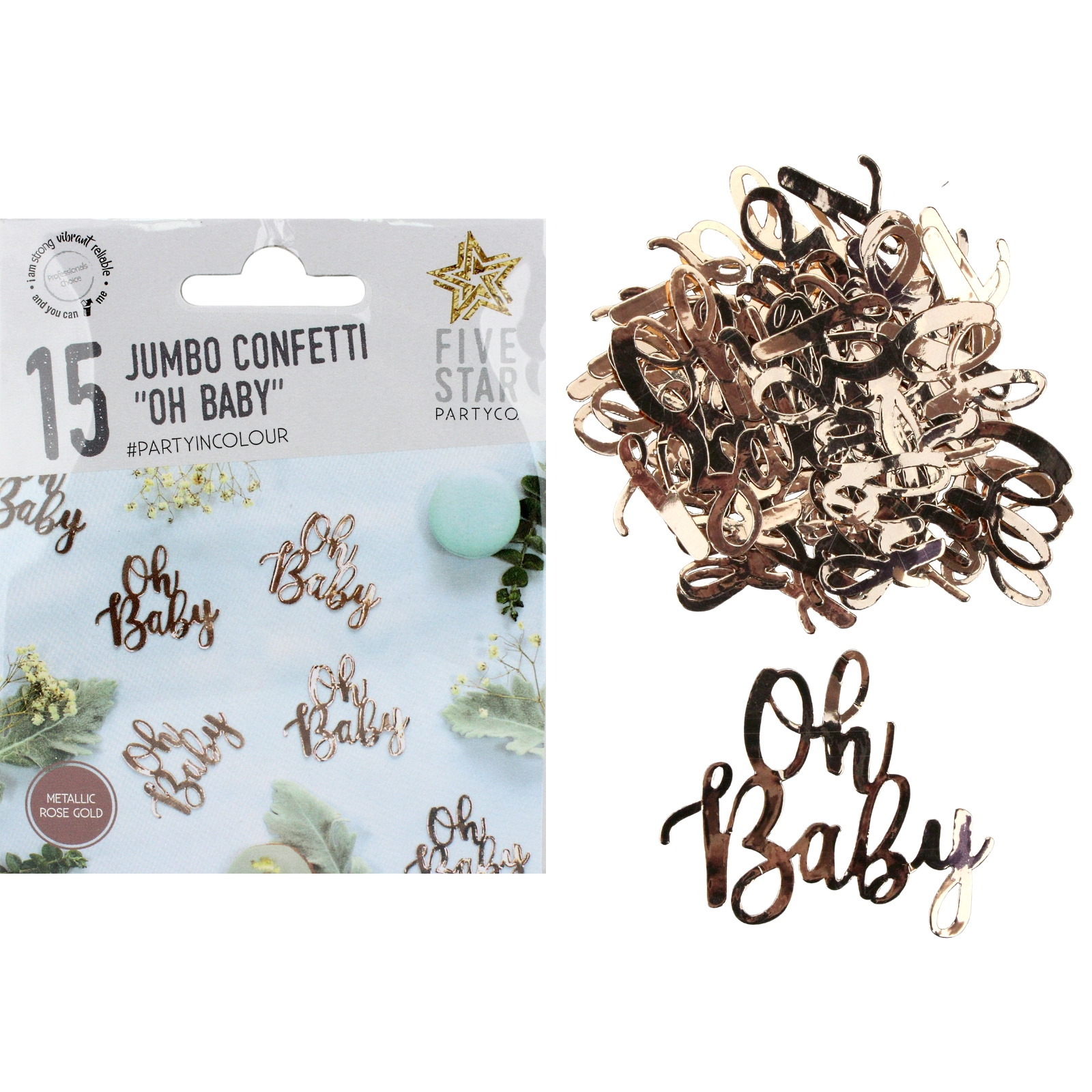 Metallic Rose Gold Oh Baby Jumbo Confetti (Pack of 15)