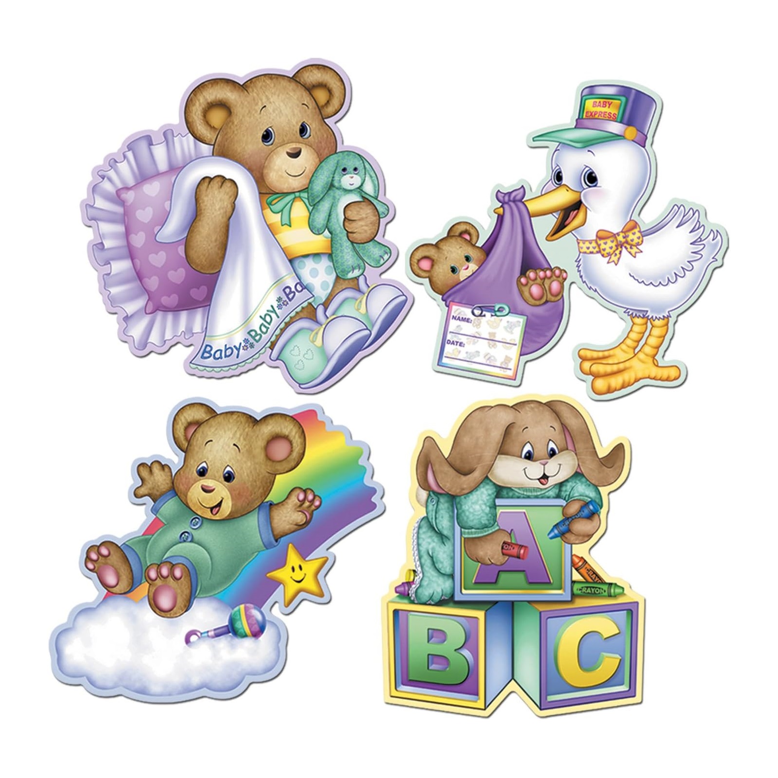 Baby Shower Cutout Wall Decorations (Pack of 4)