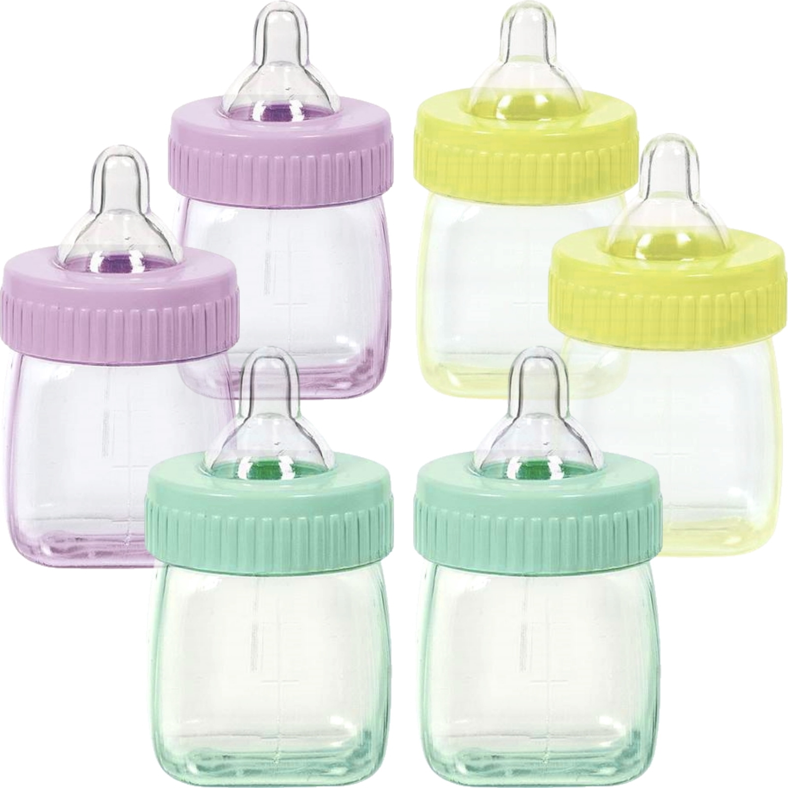 Pastel Coloured Fillable Baby Bottles (Pack of 6)