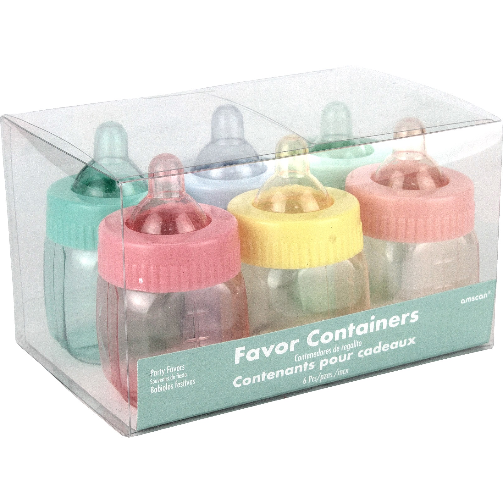 Mixed Colour Fillable Baby Bottles (Pack of 6)