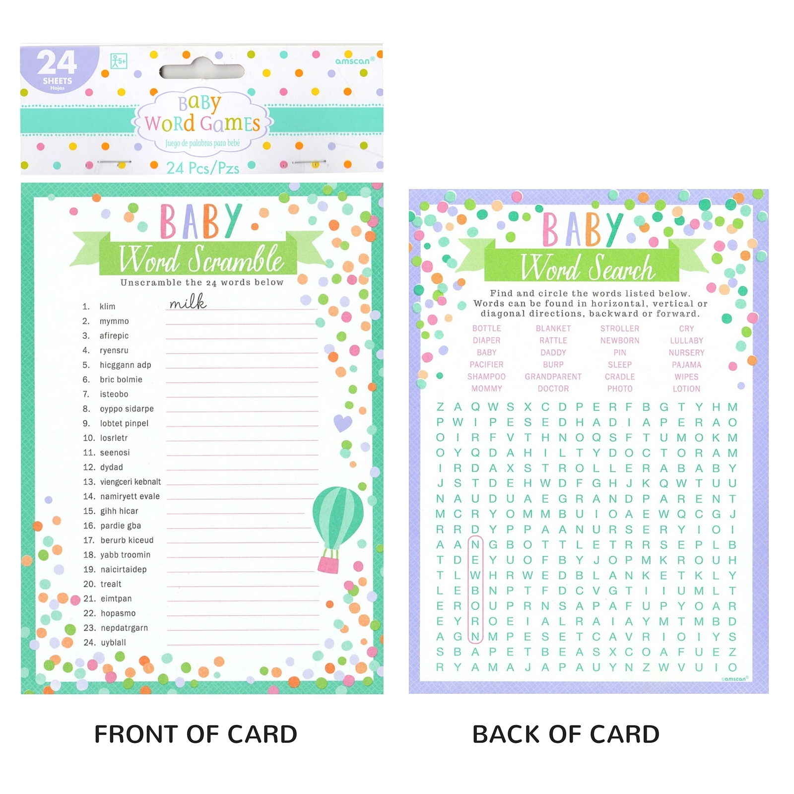 Baby Shower Various Word Games (Pack of 24)