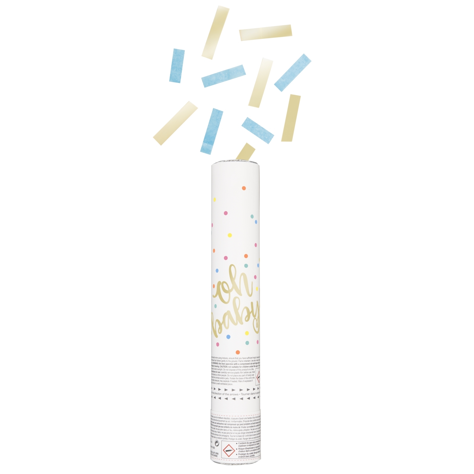 Oh Baby Blue & Gold Confetti Cannon
