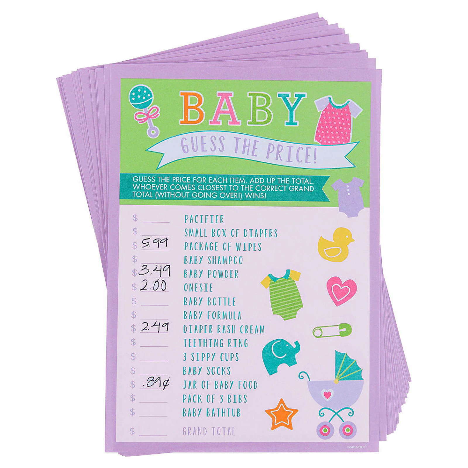 Baby Shower Guess The Price Game (Pack of 24)