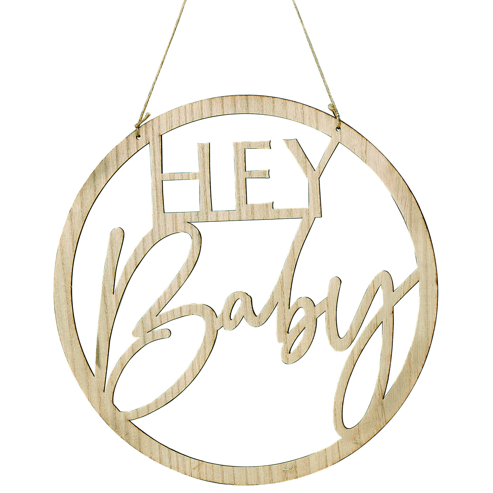 Ginger Ray Botanical Hey Baby Wooden Hoop Sign