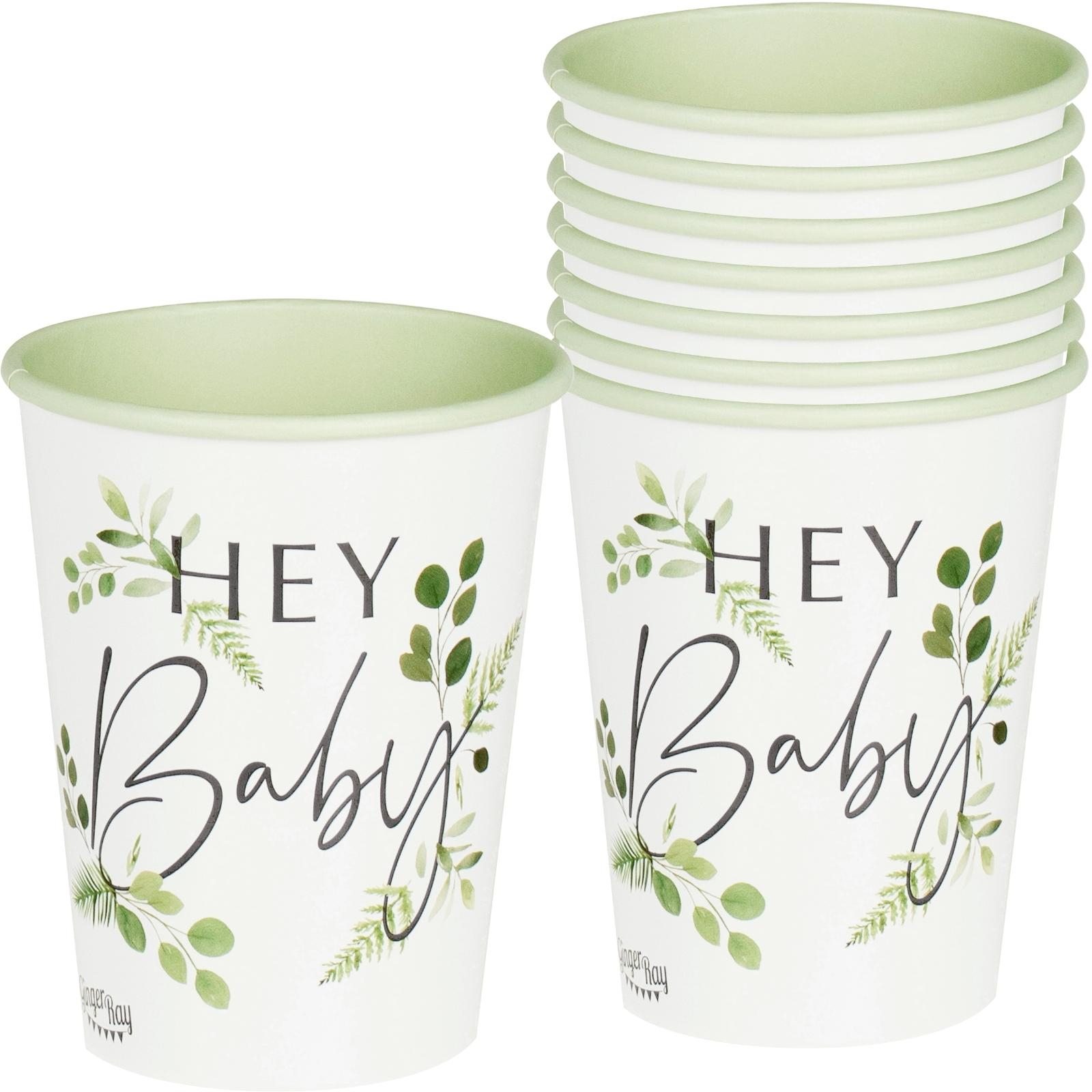 Ginger Ray Botanical Hey Baby Paper Cups (Pack of 8)