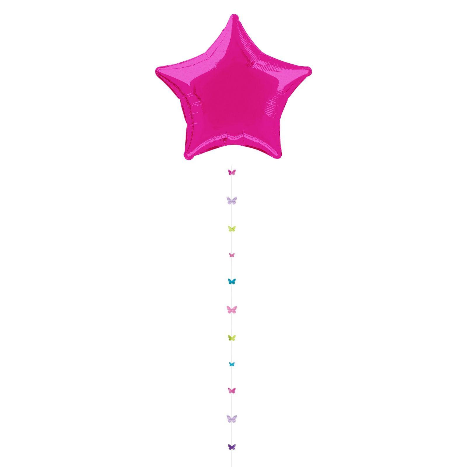 Multi-Coloured Butterfly Foil and Glitter Balloon Fun String