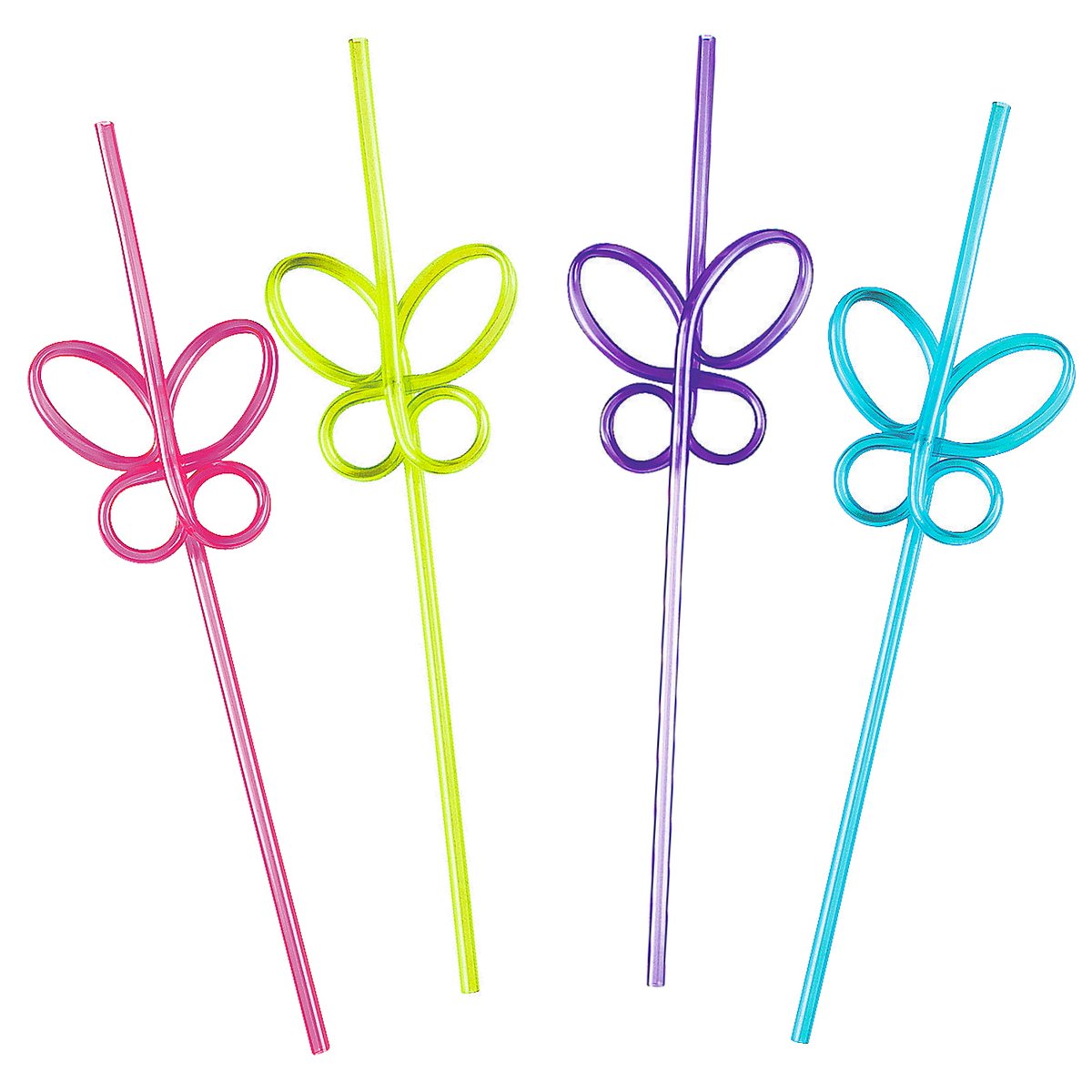 Coloured Plastic Butterfly Straws (Pack of 6) | Butterfly | Girls ...