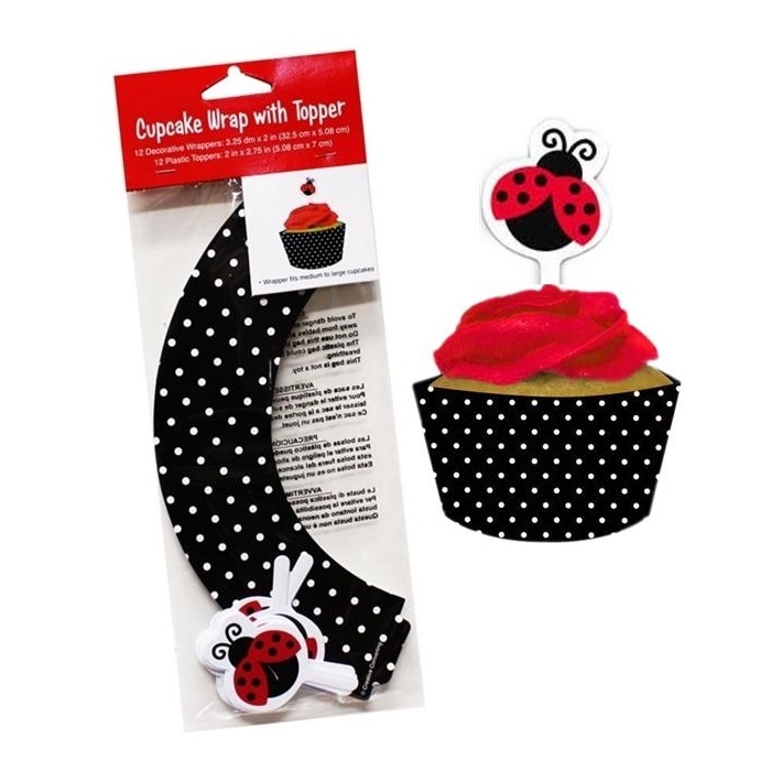 Ladybug Fancy Cupcake Wrappers and Toppers (Set of 12)