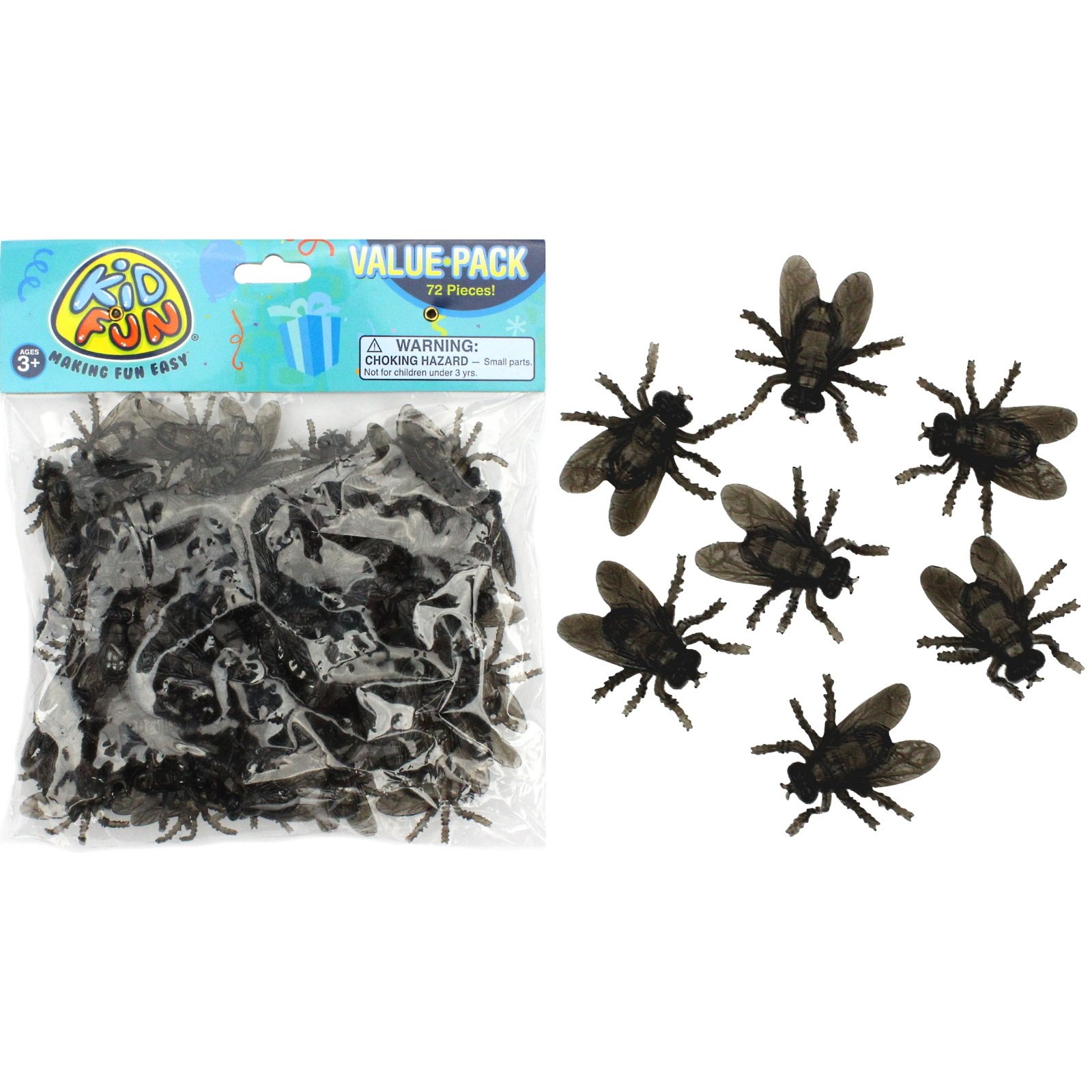 Plastic Black Flies (Pack of 72)