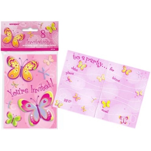 Butterflies and Dragonflies Party Invitations (Pack of 8)