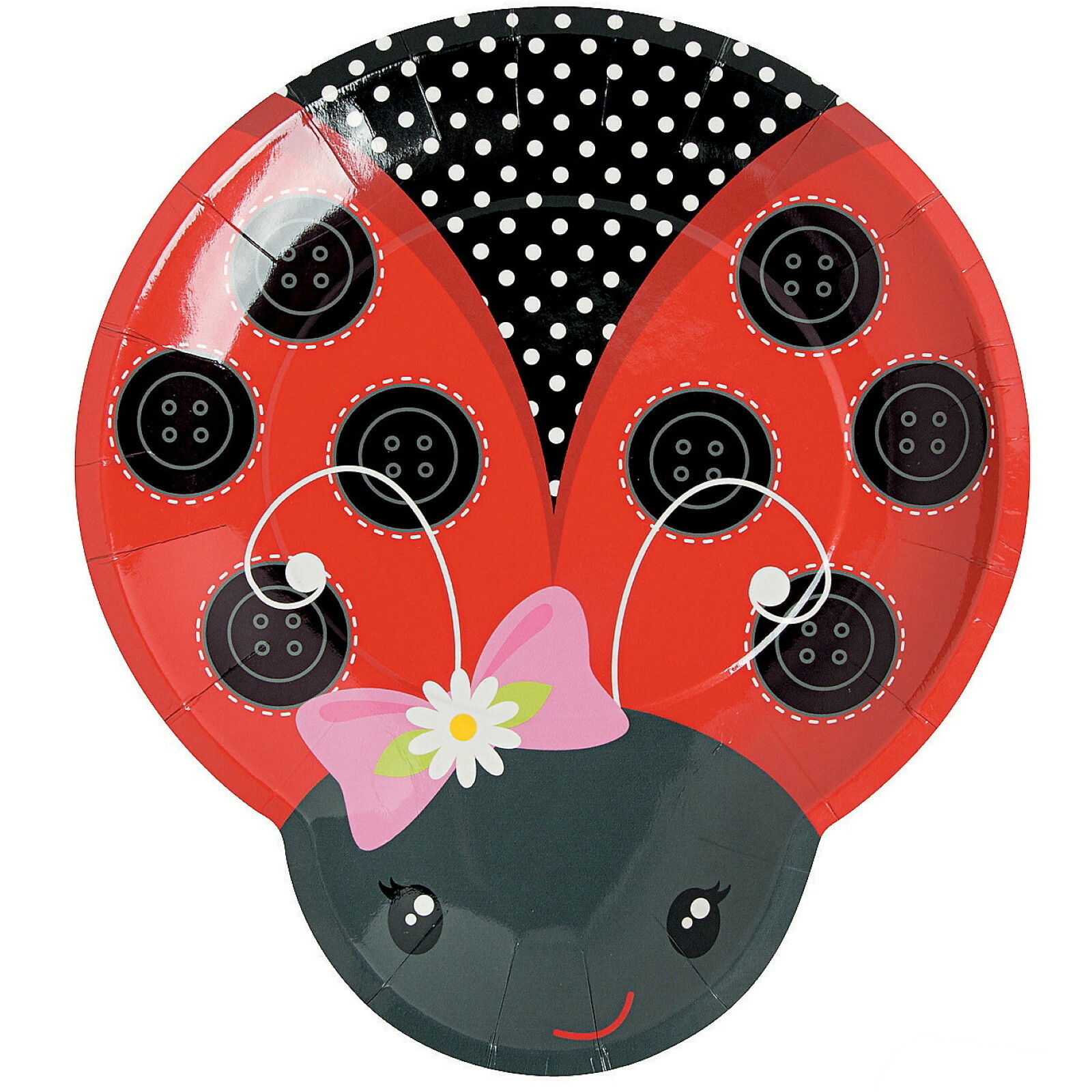 Little Ladybug Shaped Large Paper Plates (Pack of 8)