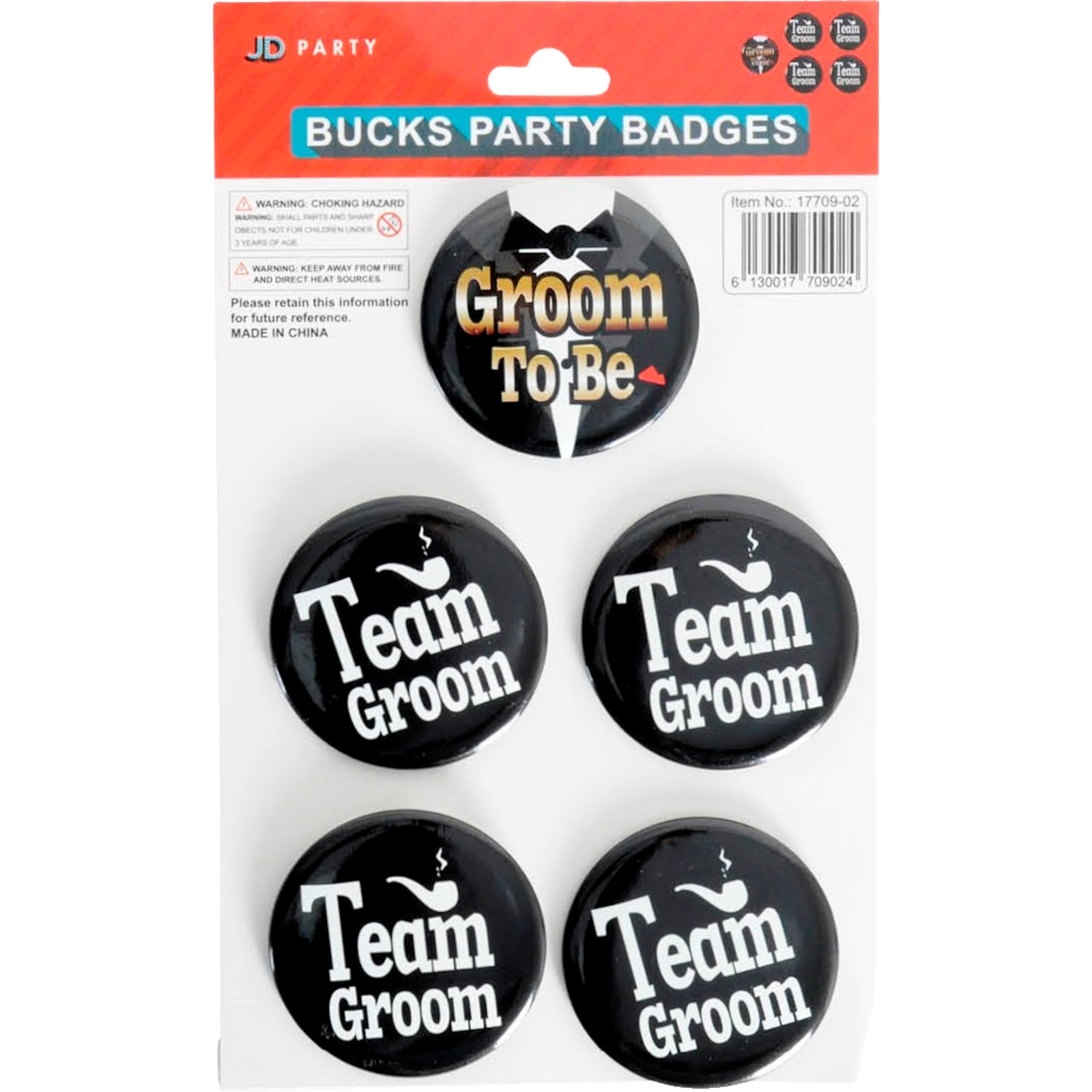 Team Groom Bucks Party Badges (Pack of 5)