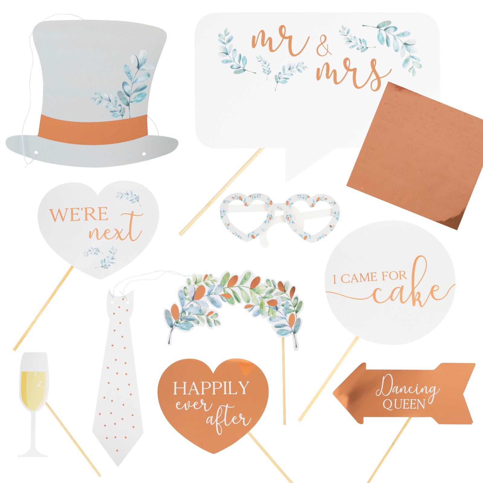 Ginger Ray Botanical Copper Wedding Photo Props (Set of 10)