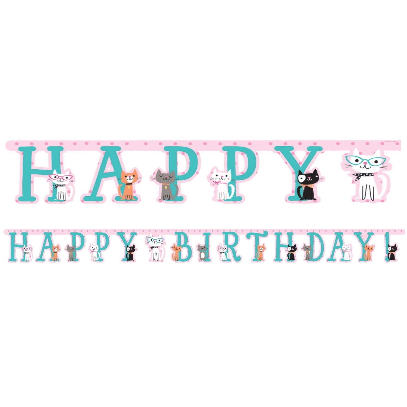 Purr-fect Party Jointed Happy Birthday Banner
