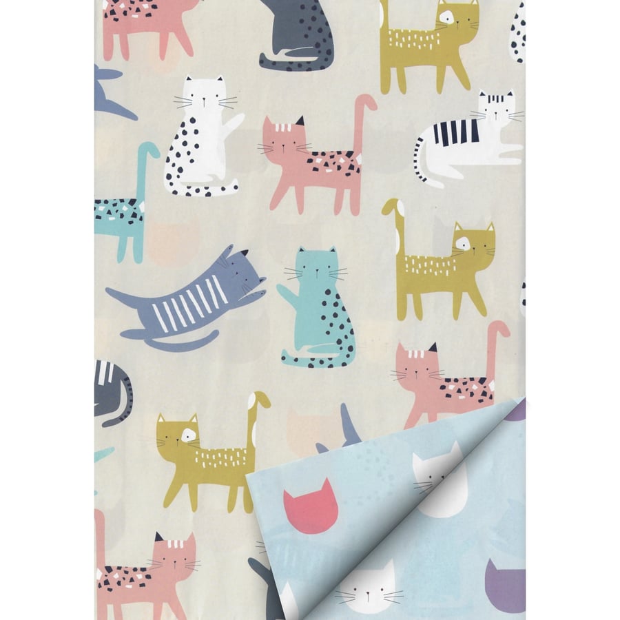 Kitty Cats Wrapping Paper (1 Sheet) | Cats and Kittens | Girls Birthday ...