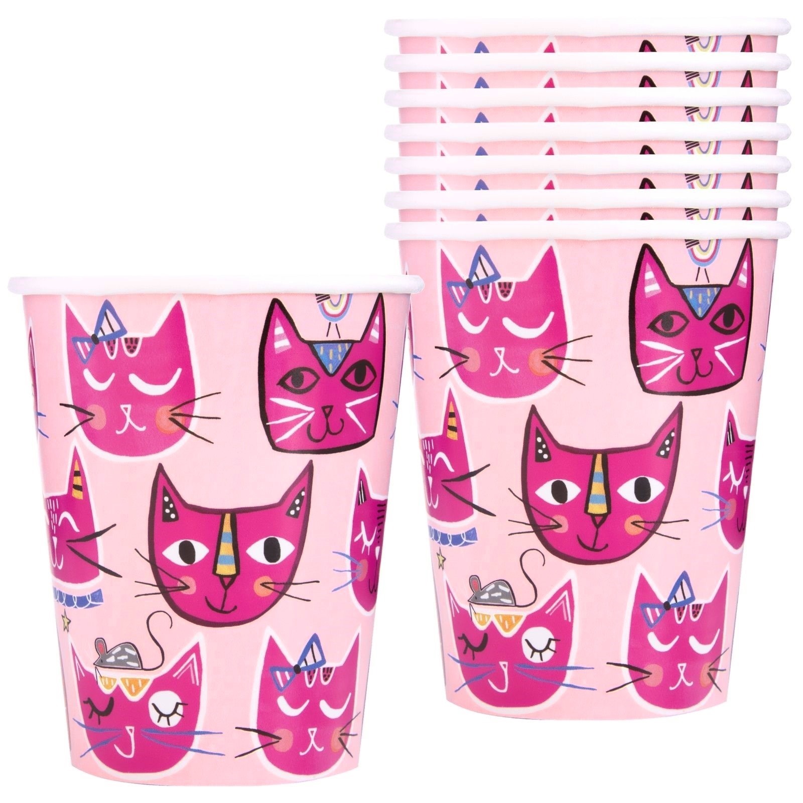 Pink Cat Paper Cups (Pack of 8)