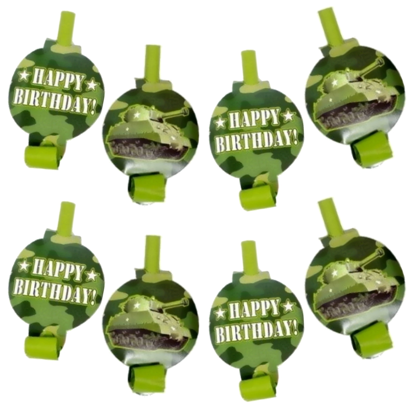 Camouflage Party Blowers (Pack of 8)