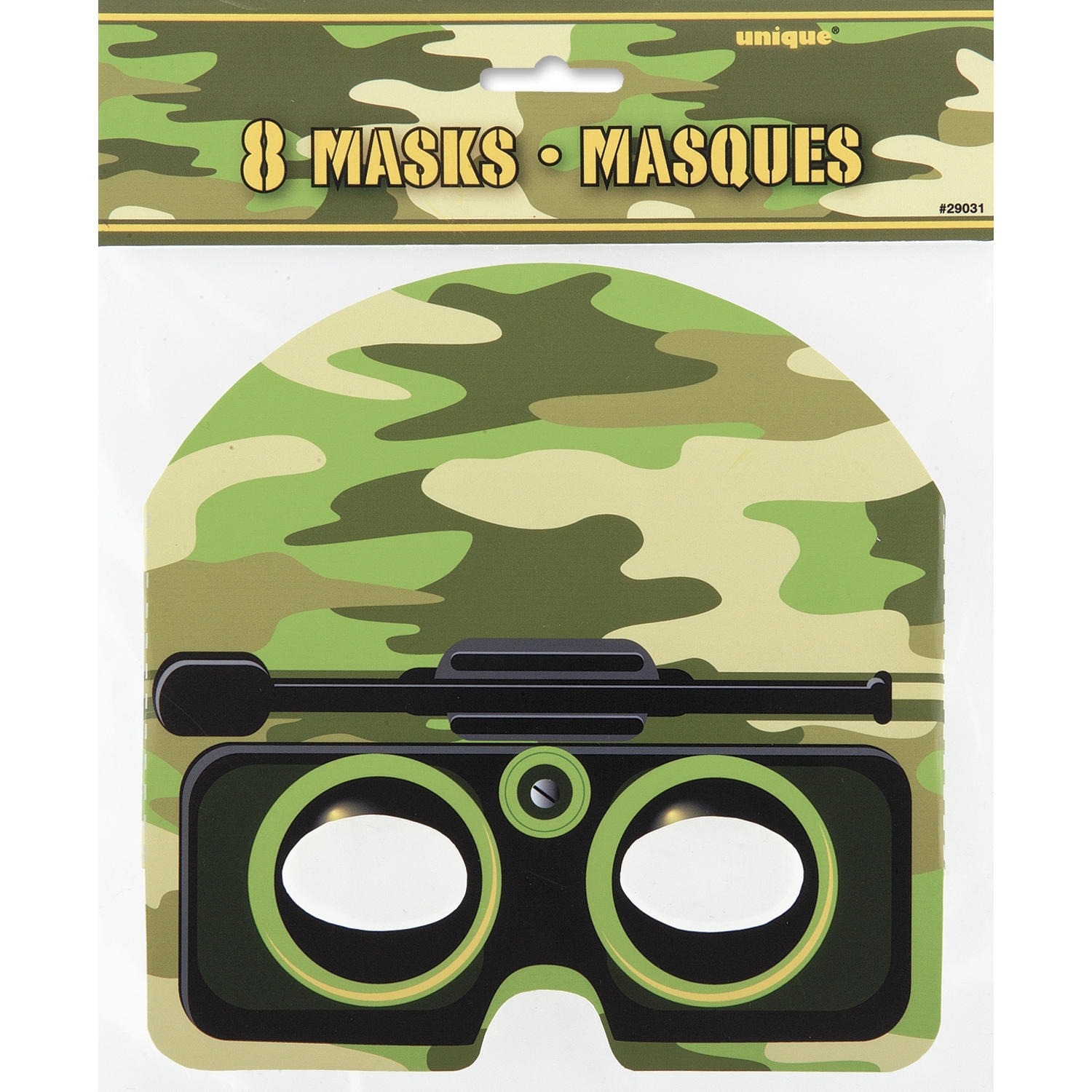 Camouflage Party Masks (Pack of 8)