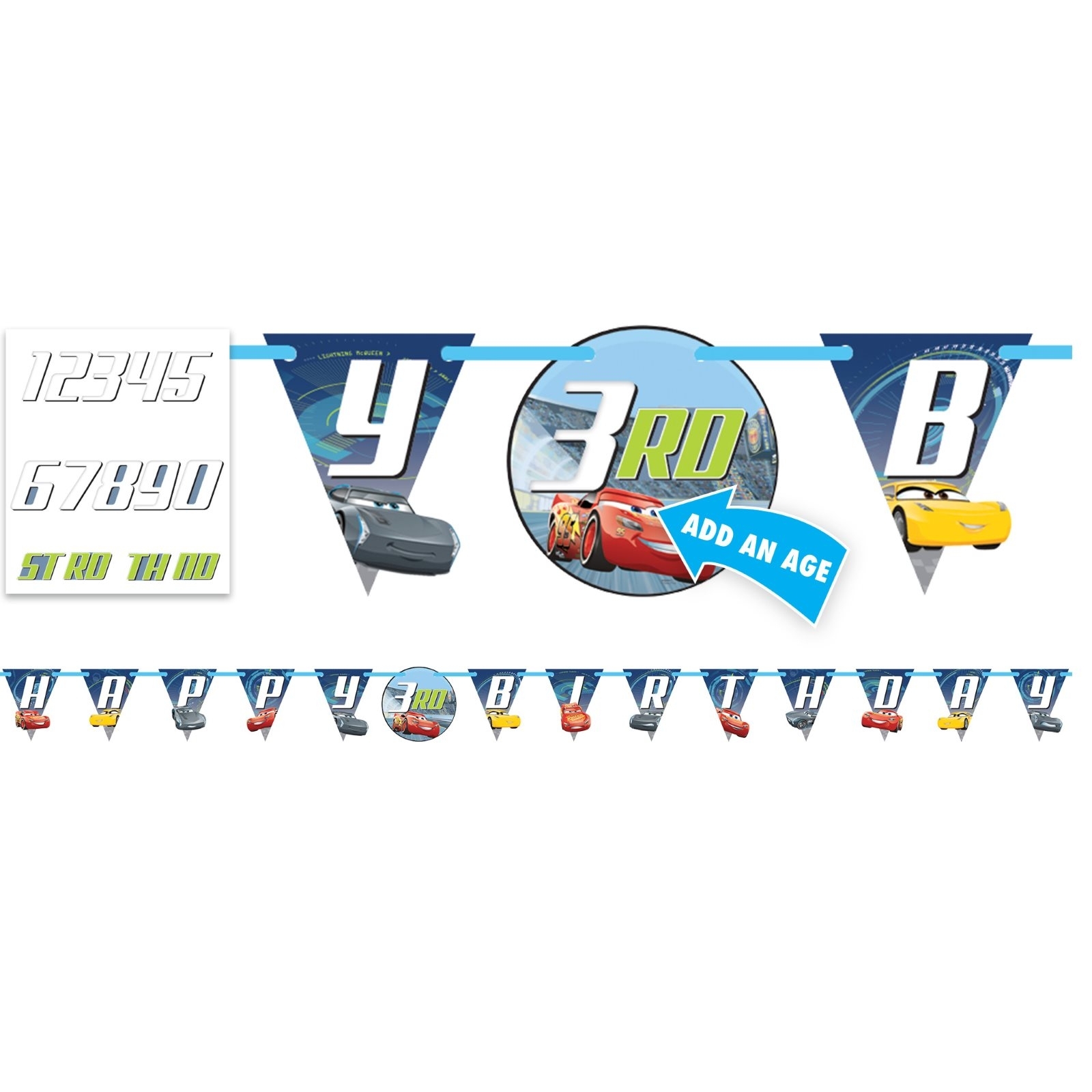 Cars 3 Jumbo Add an Age Banner Kit