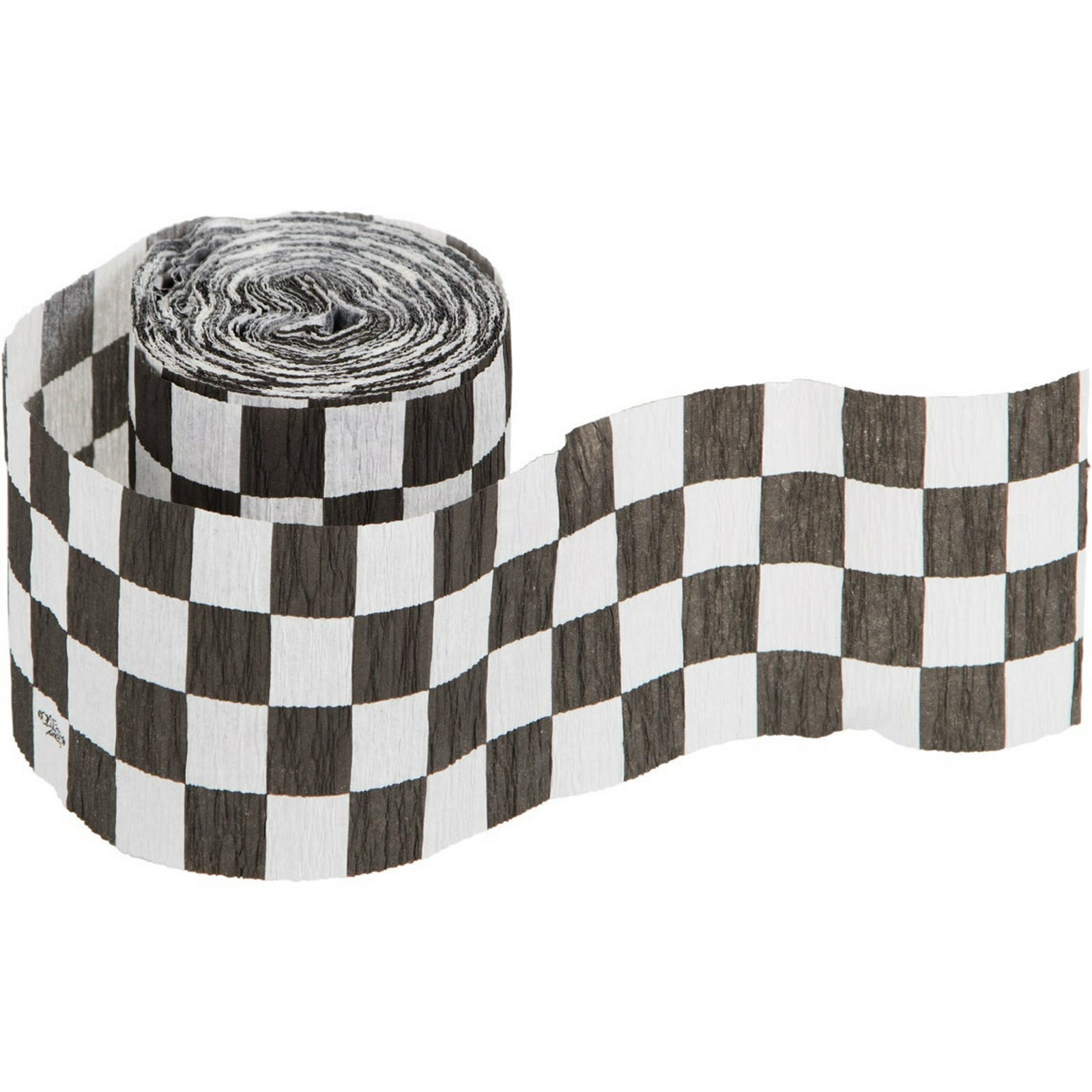 Black and White Chequered Crepe Streamer