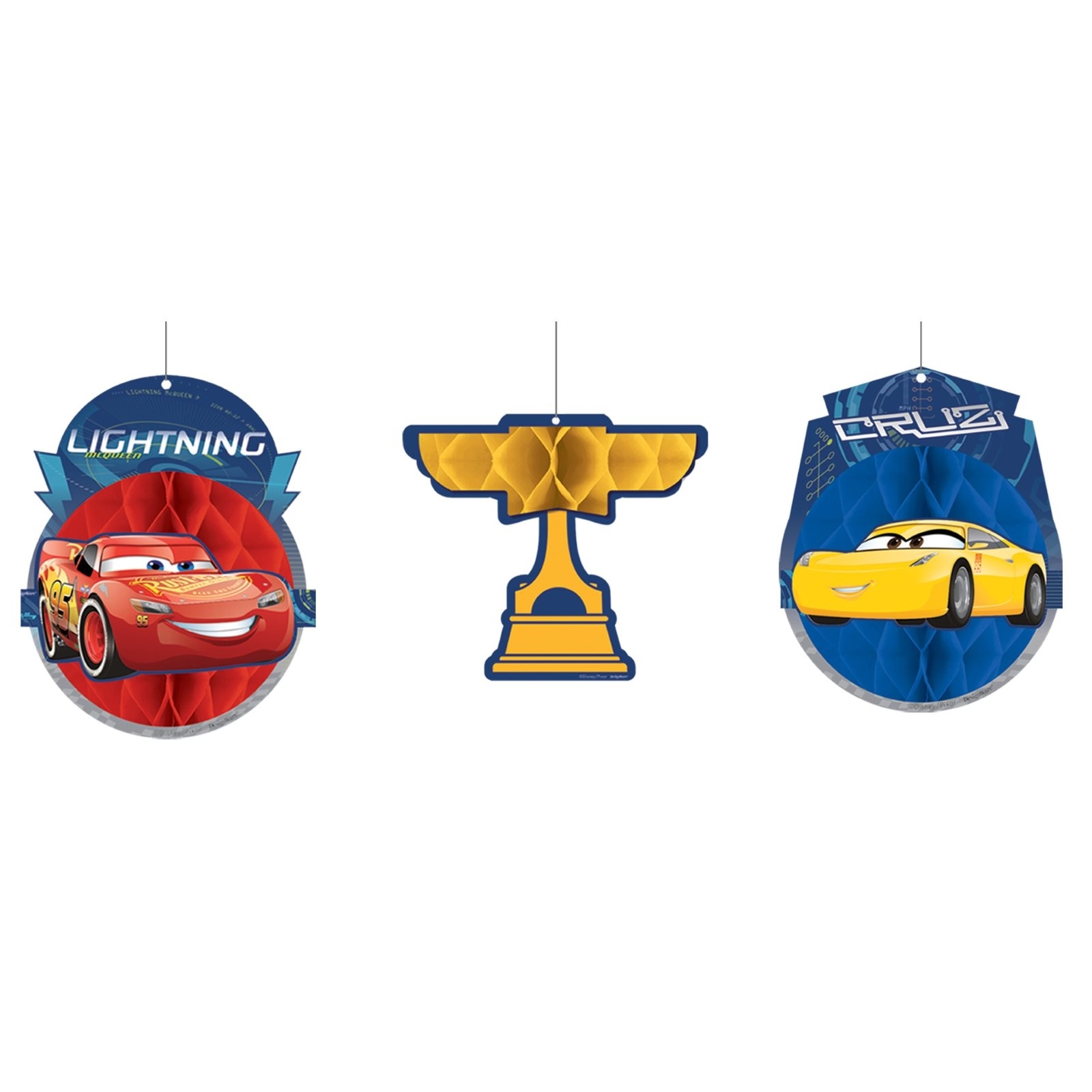 Cars 3 Honeycomb Decorations (Pack of 3)