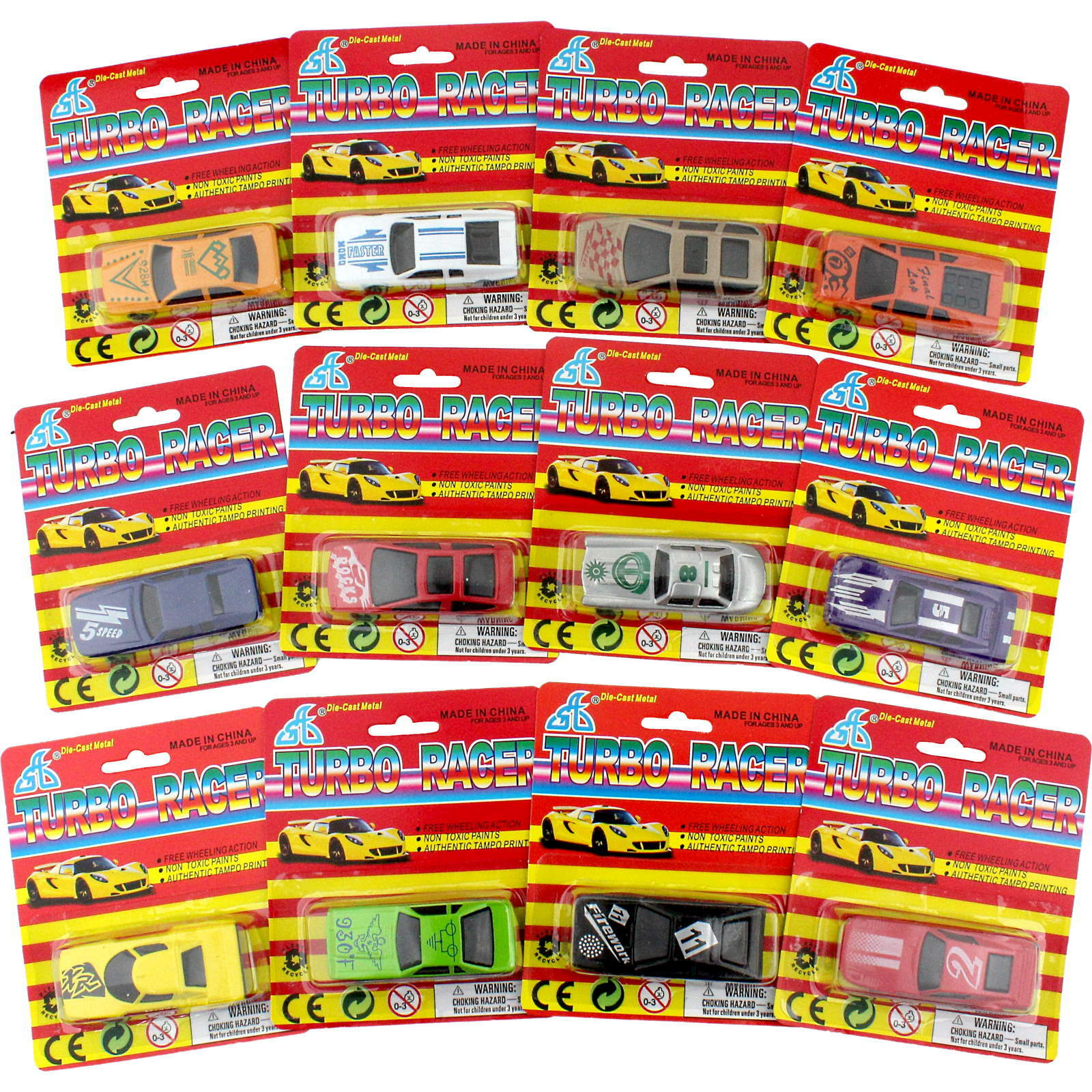 Die Cast Racing Cars (Pack of 12)