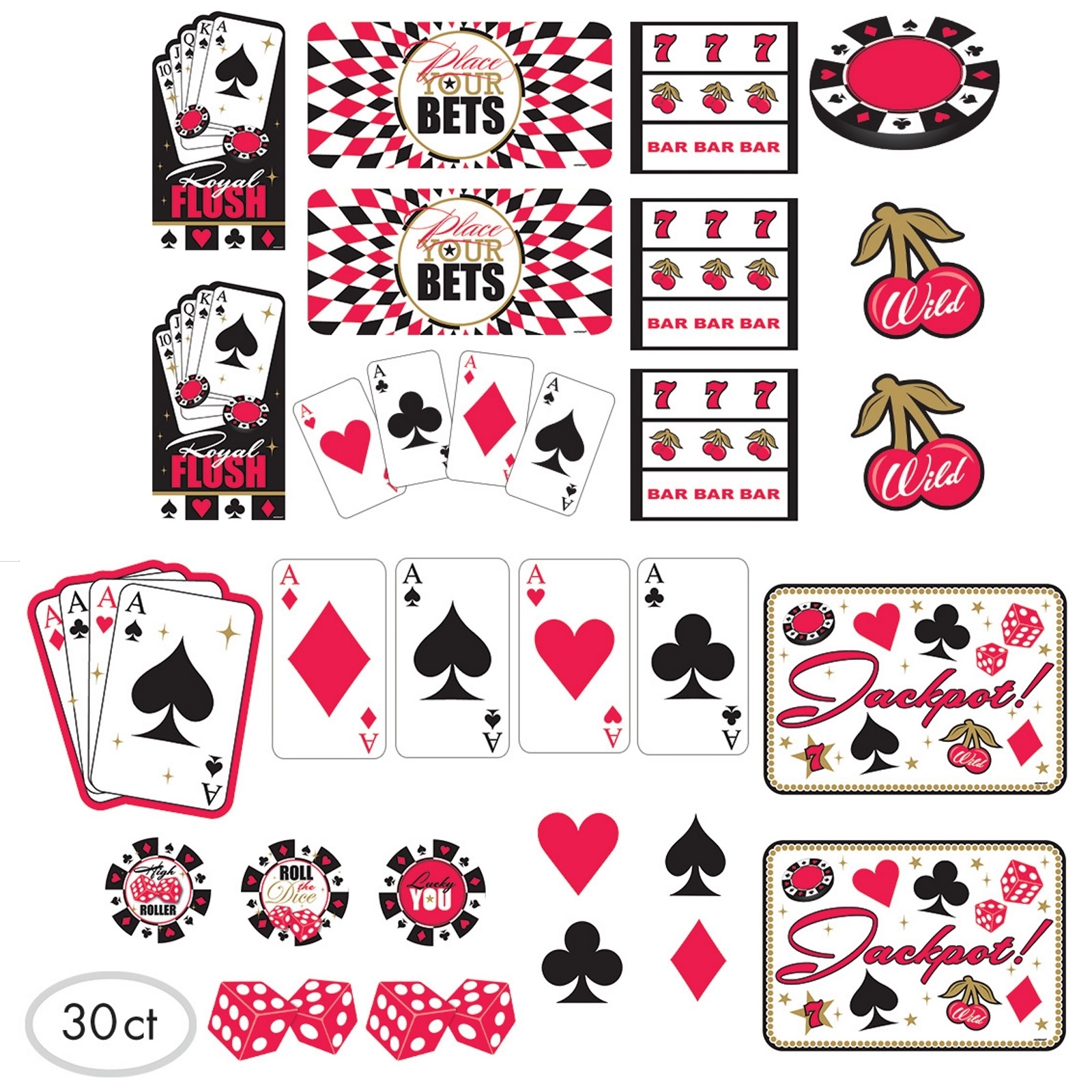 Casino Cutout Decorations (Pack of 30)